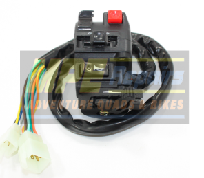 Black Motorcycle Handlebar Switch With Red Button, Wires and White Connectors — MPE Adventure Quads & Bikes In Thornton, NSW
