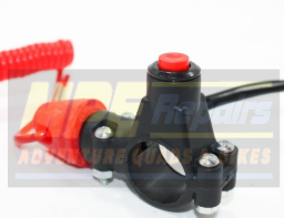 Red Kill Switch With Coiled Lanyard Black Handle, and Wires — MPE Adventure Quads & Bikes In Thornton, NSW