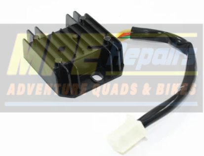 Black Motorcycle Voltage Regulator With Fins Wired Connector — MPE Adventure Quads & Bikes In Thornton, NSW