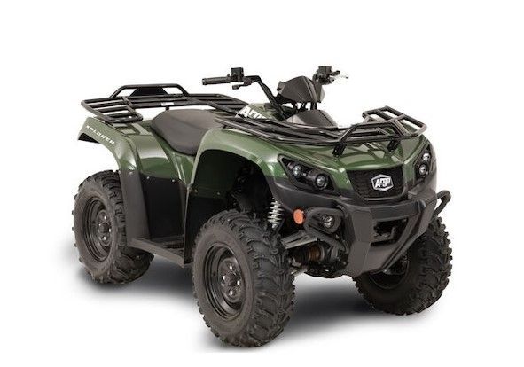 A Green ATV is on a White Background — MPE Adventure Quads & Bikes In Gloucester, NSW