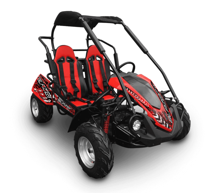 A Red and Black Buggy on a White Background — MPE Adventure Quads & Bikes In Taree, NSW