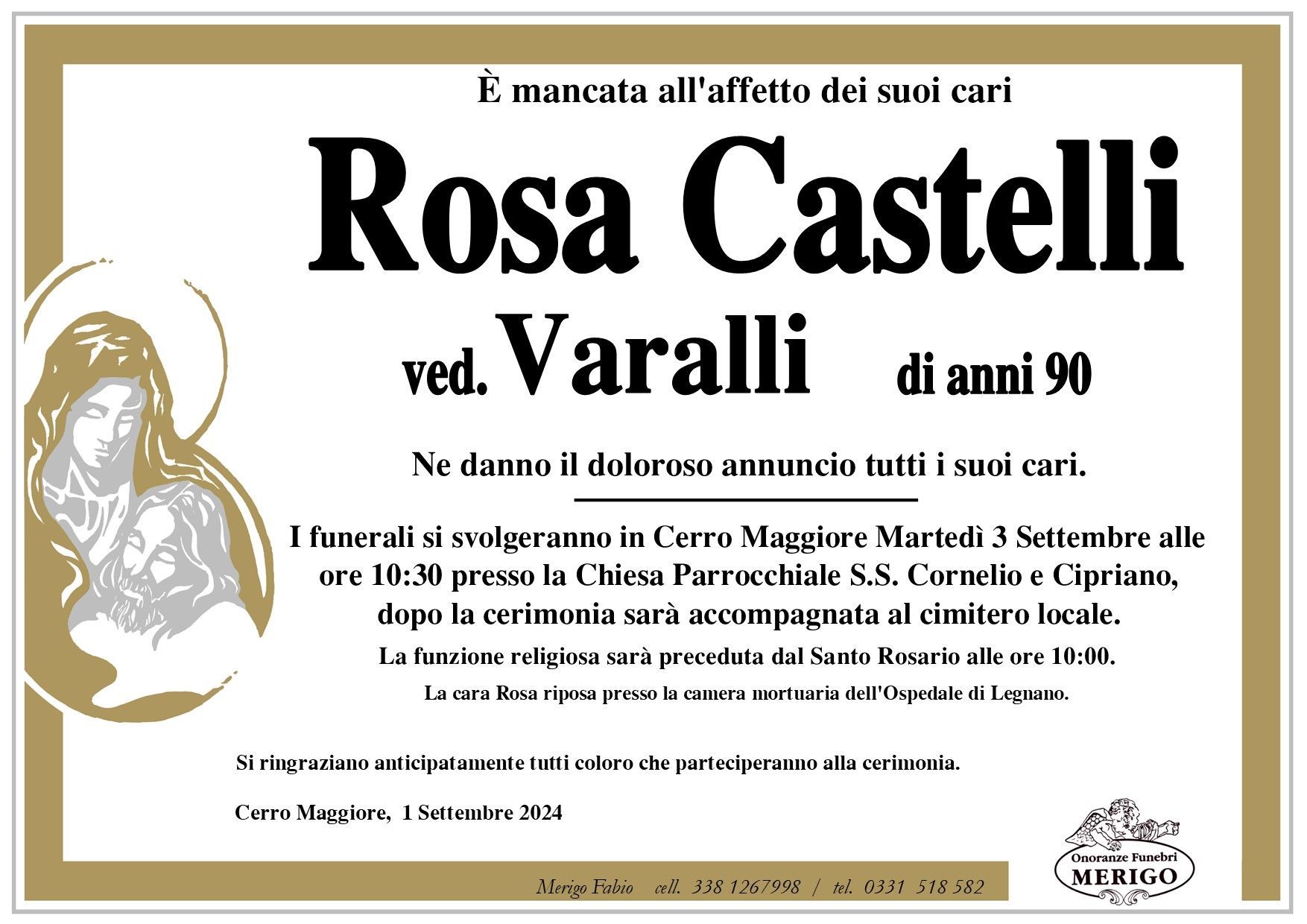 necrologio Rosa Castelli ved. Varalli