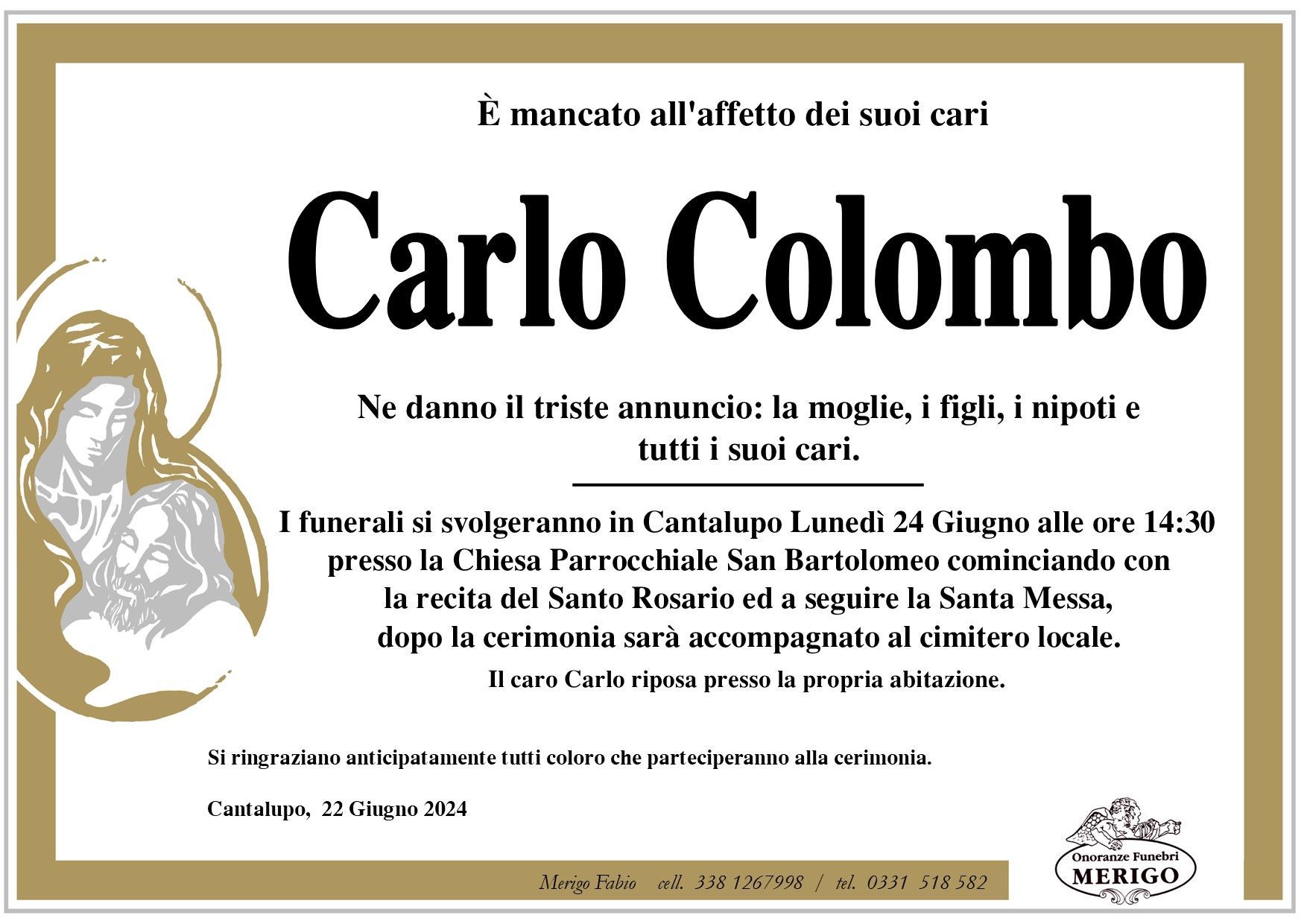 necrologio Carlo Colombo