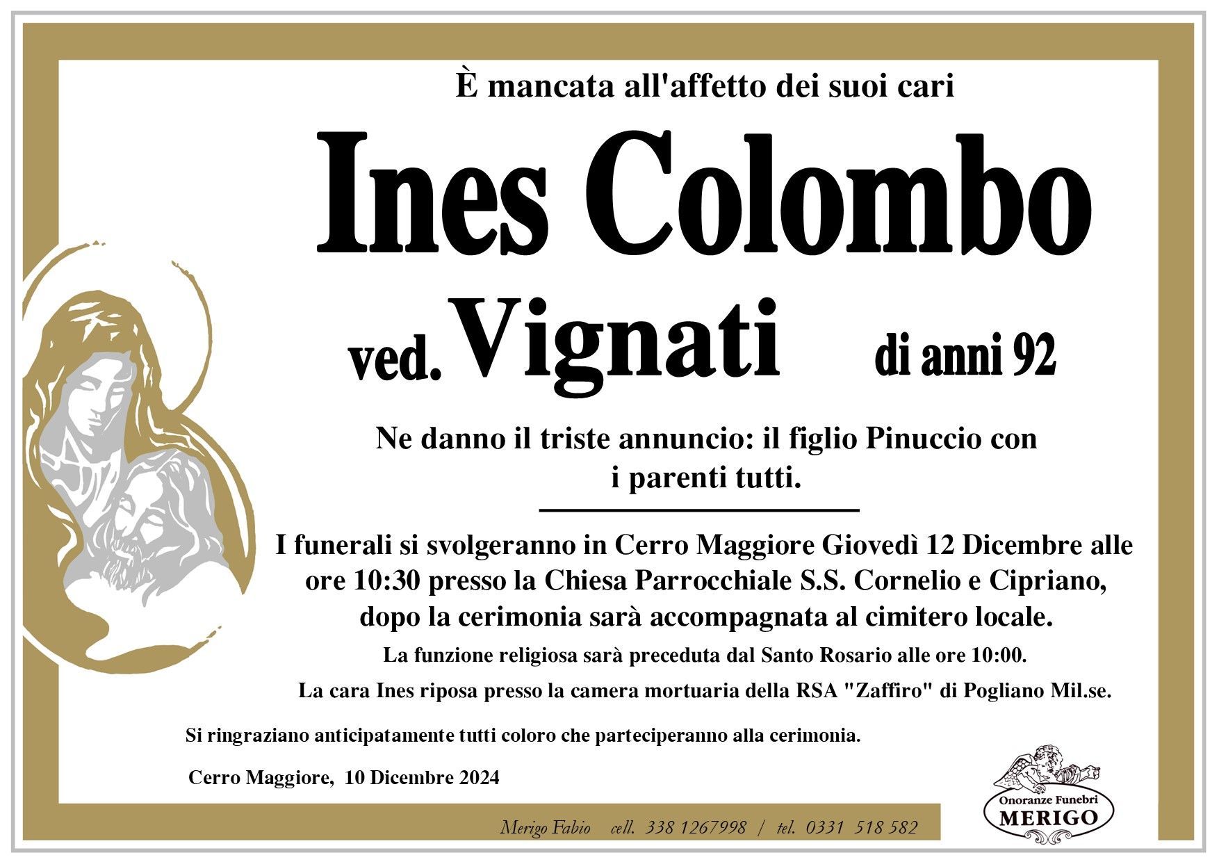 necrologio Ines Colombo ved. Vignati