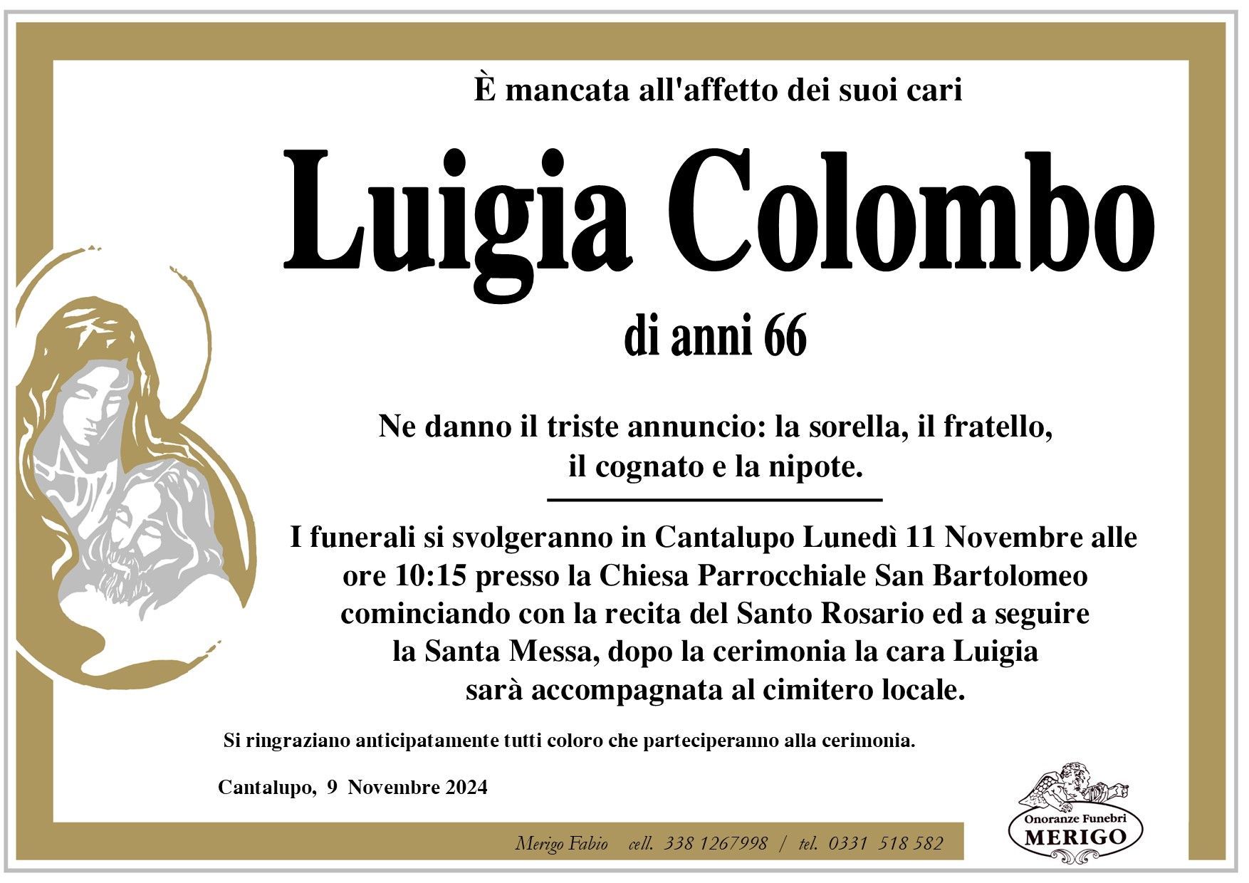 necrologio Luigia Colombo