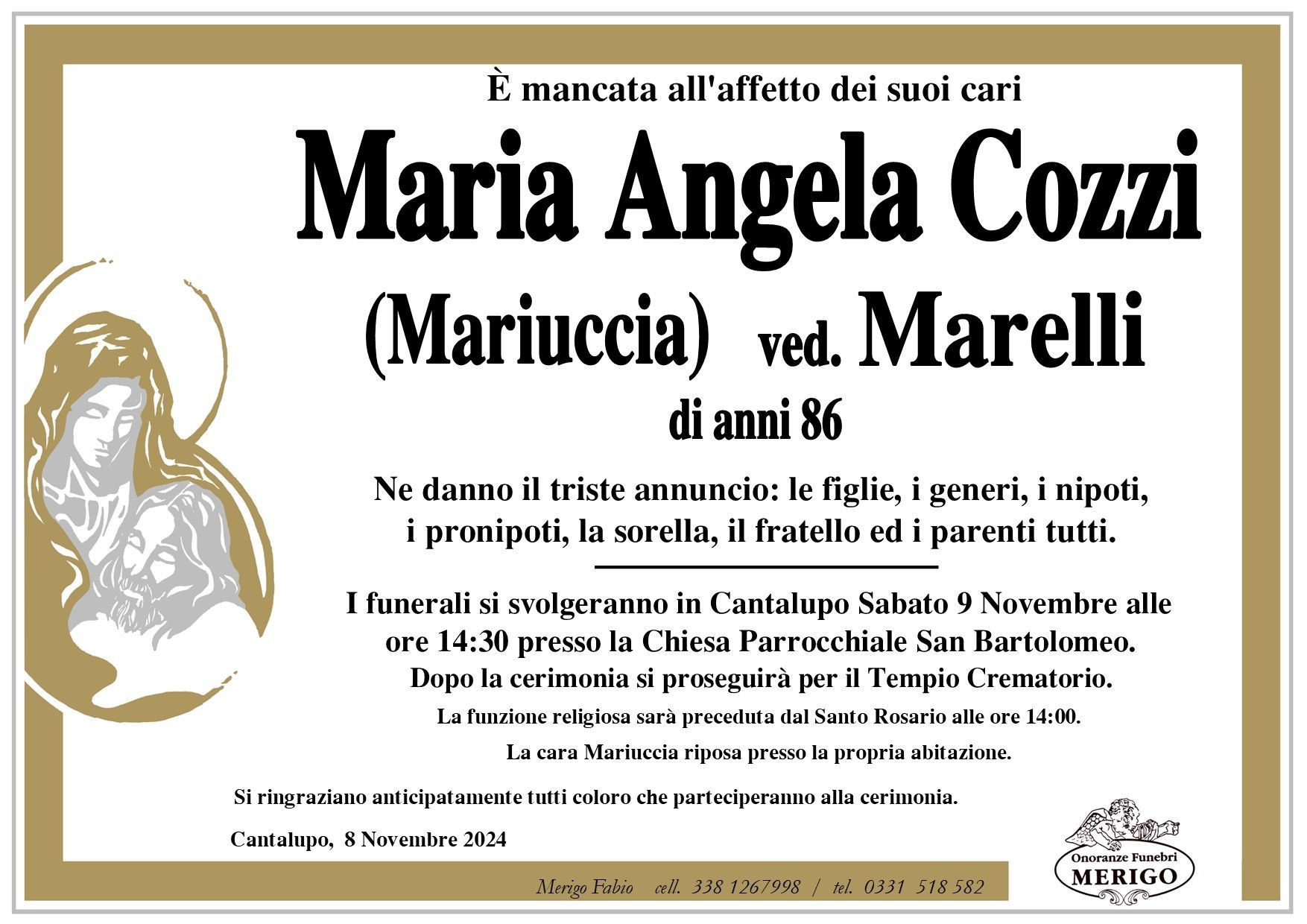 necrologio Maria Angela Cozzi (Mariuccia)