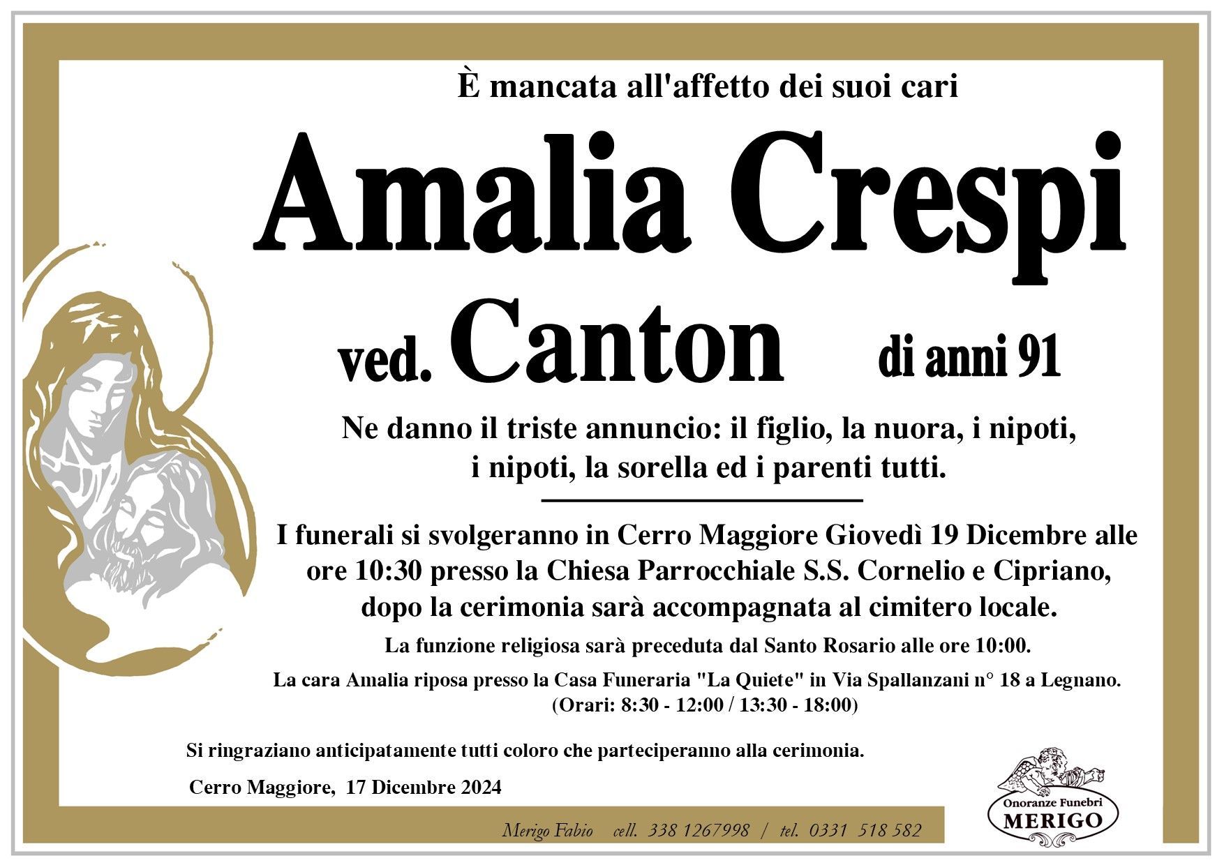 necrologio Amalia Crespi ved. Canton