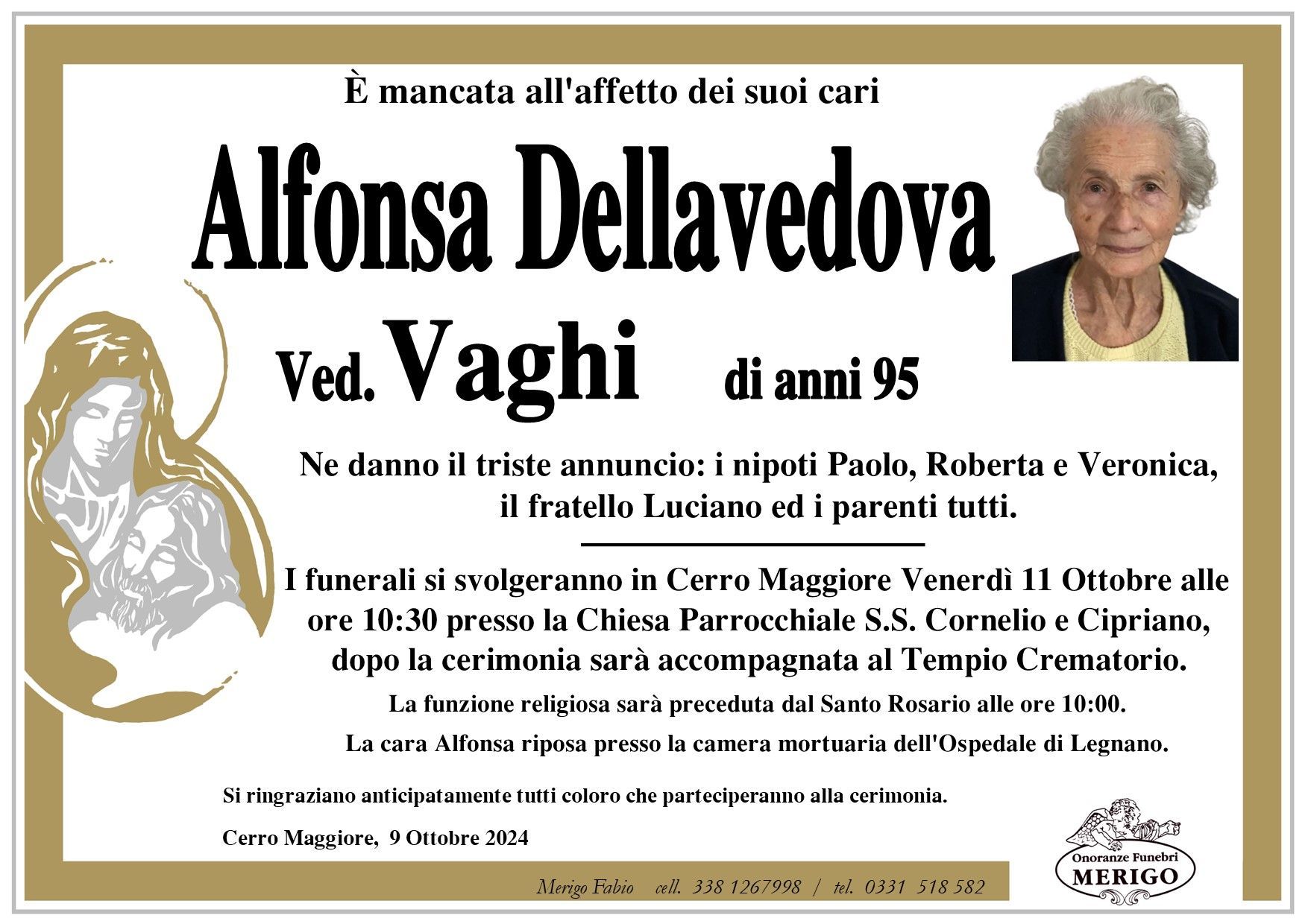 necrologio Alfonsa Dellavedova ved. Vaghi
