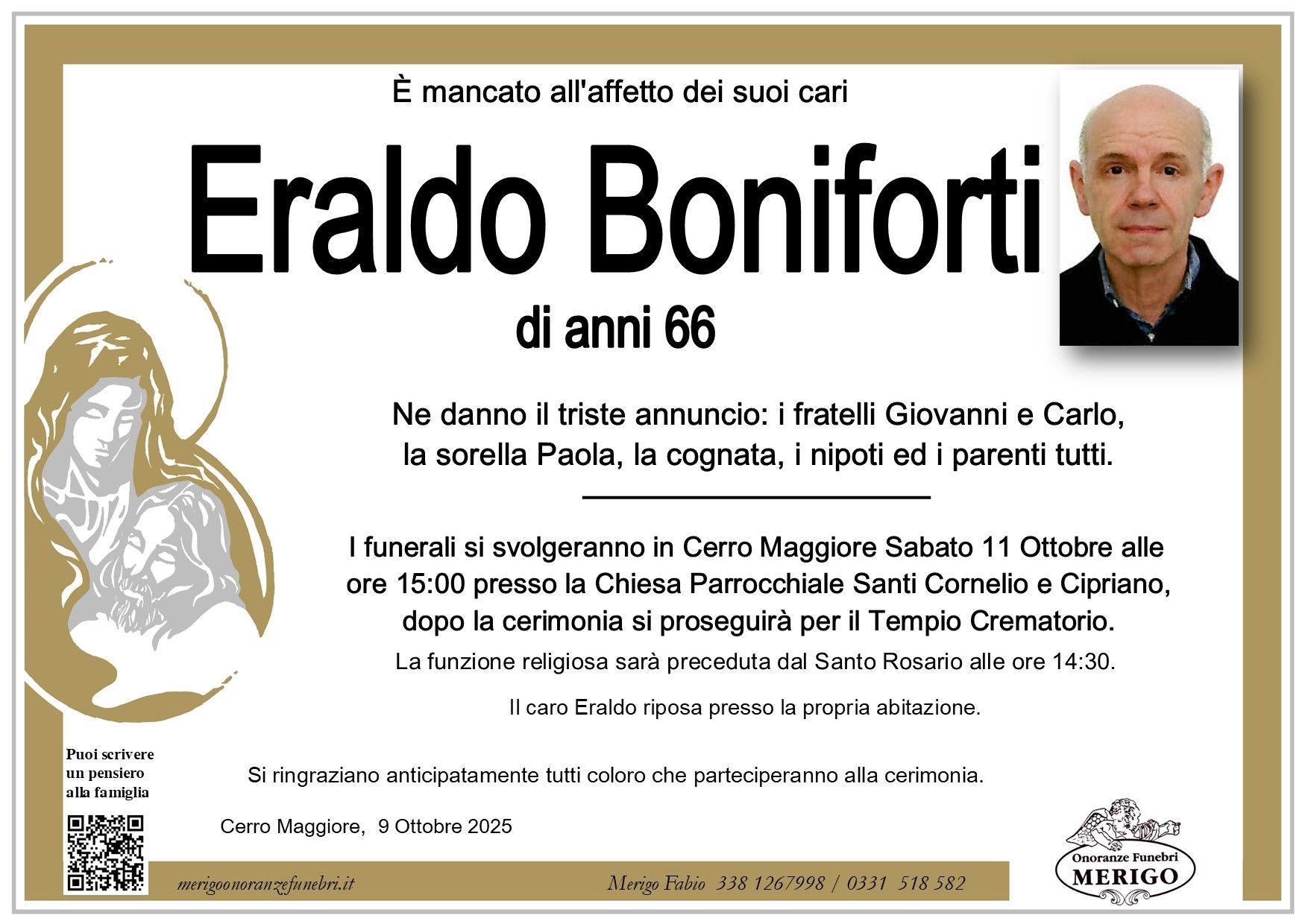 necrologio Eraldo Boniforti