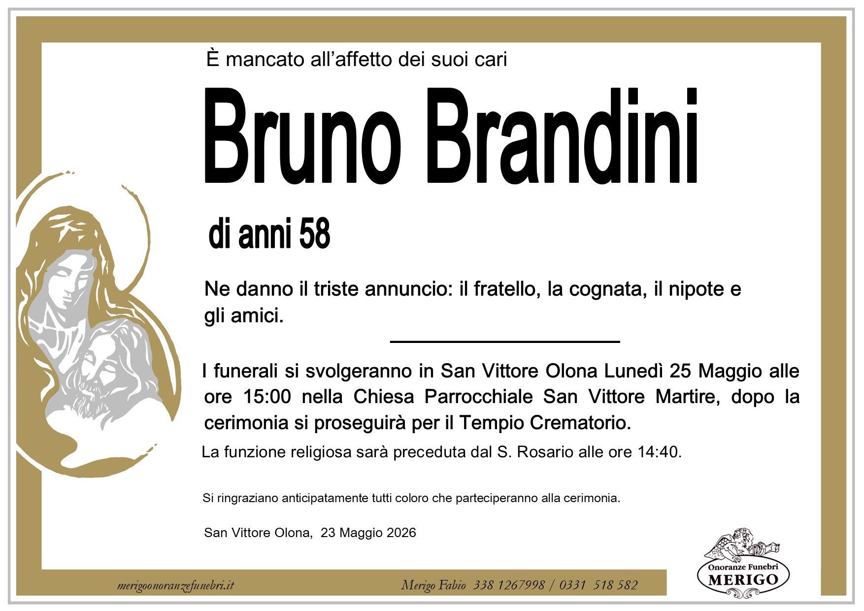 necrologio Bruno Brandini