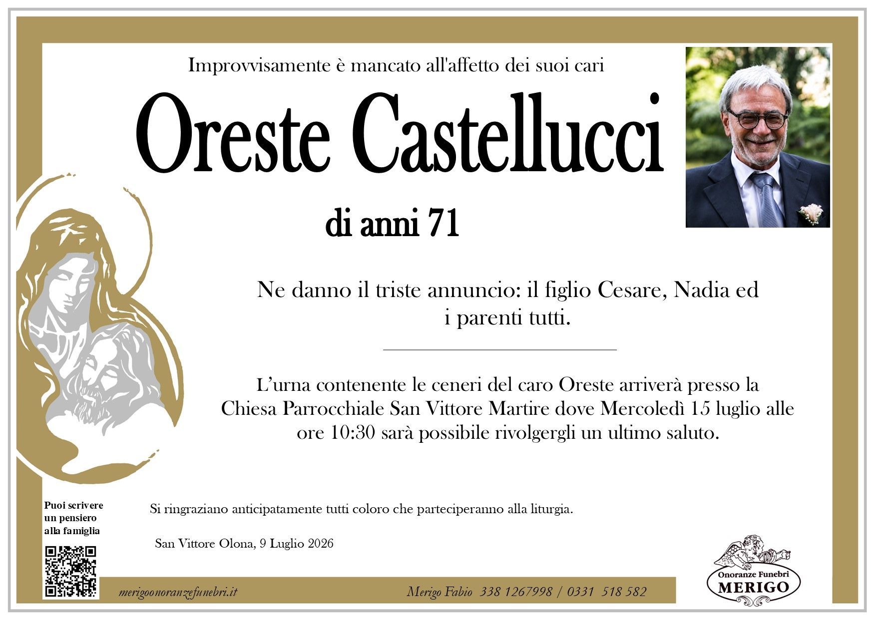 necrologio Oreste Castellucci