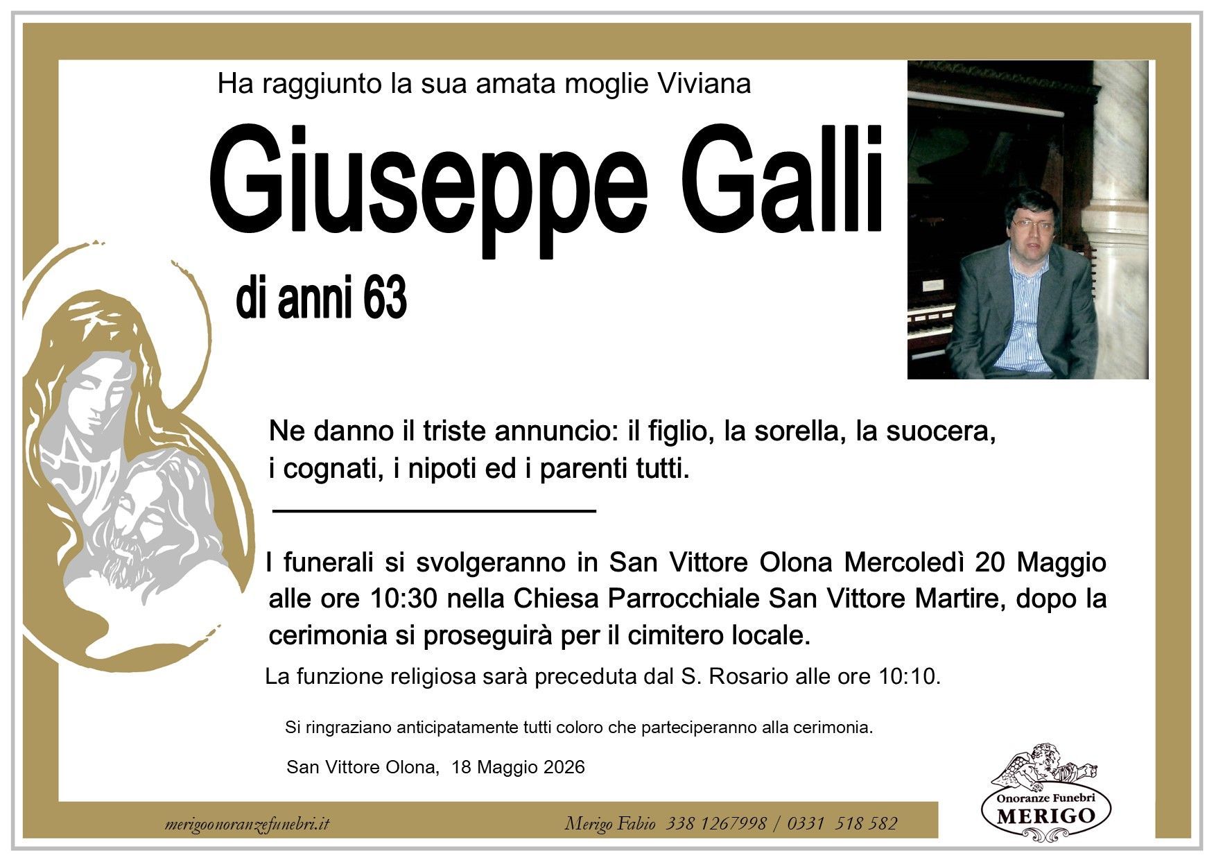 necrologio Giuseppe Galli