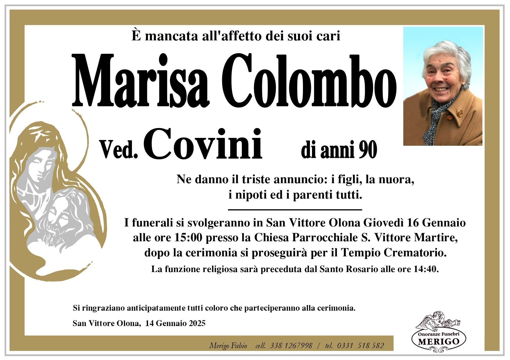 necrologio Marisa Colombo ved. Covini