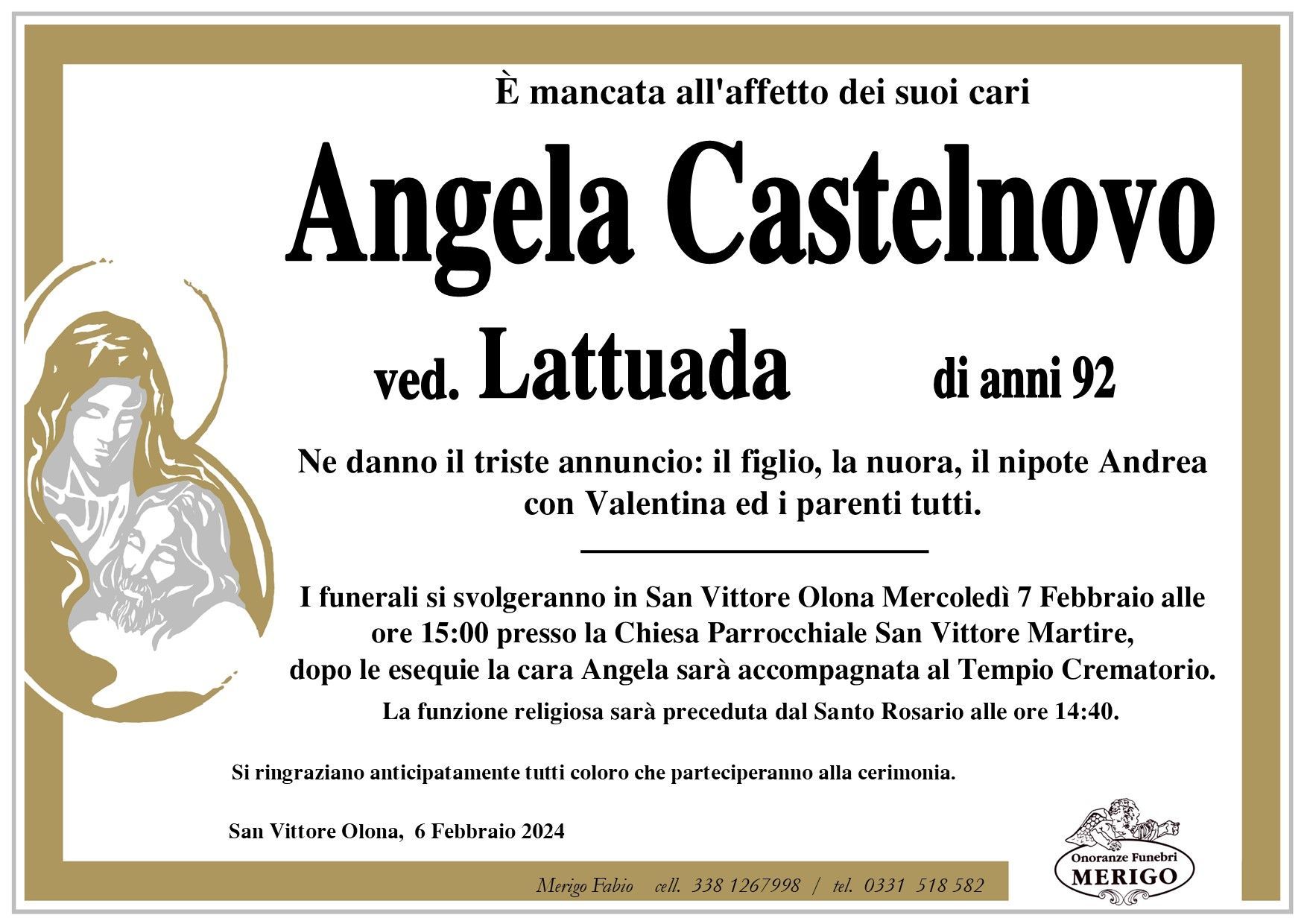 necrologio Angela Castelnovo
