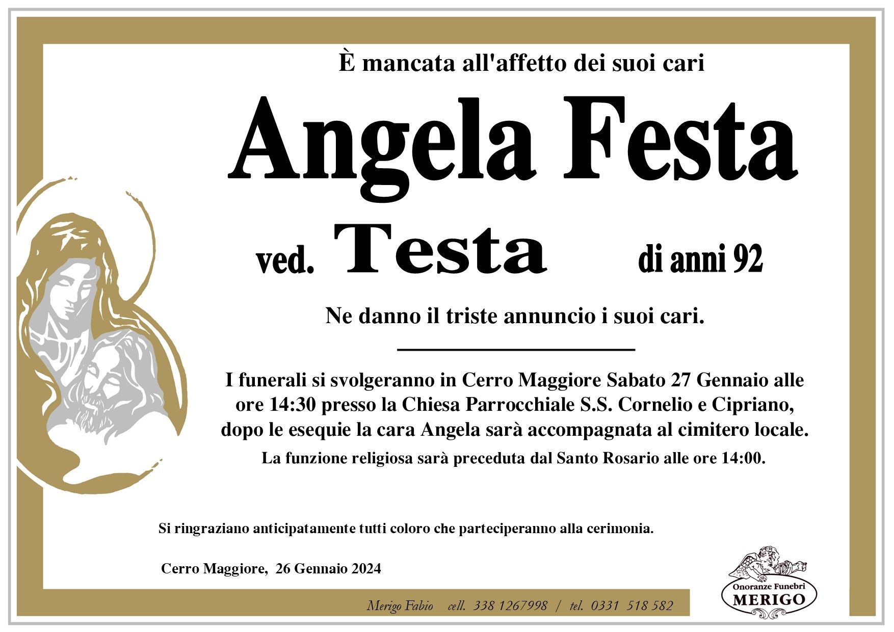 necrologio Angela Festa