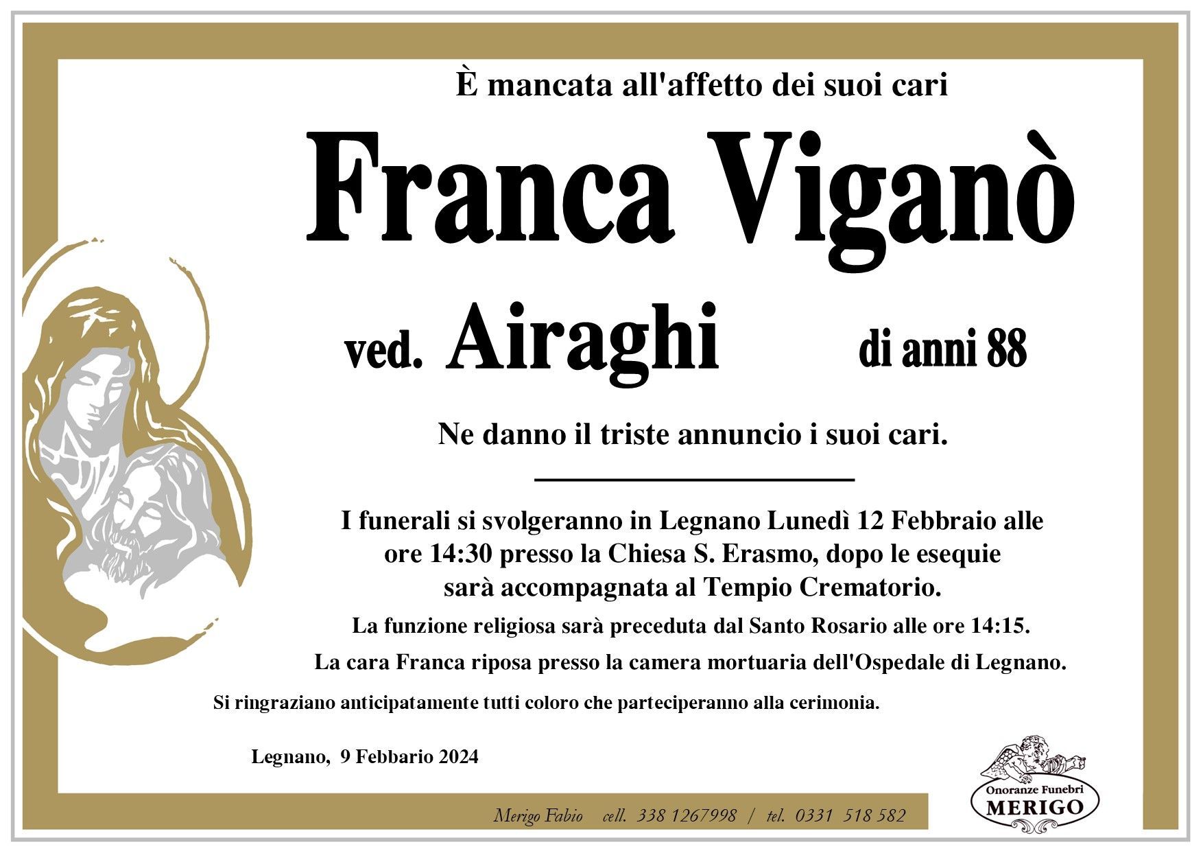 necrologio Franca Viganò
