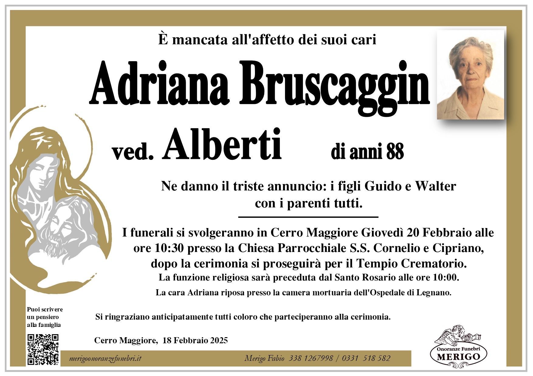 necrologio Adriana Bruscaggin ved. Alberti