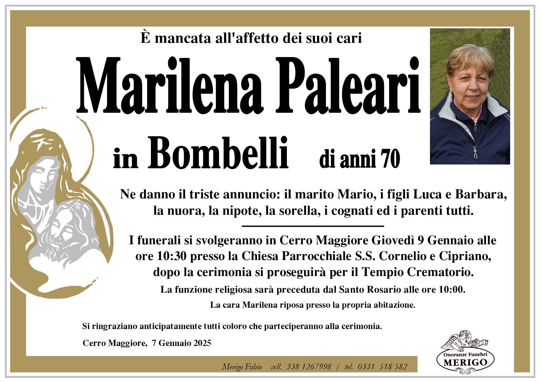 necrologio Marilena Paleari in Bombelli
