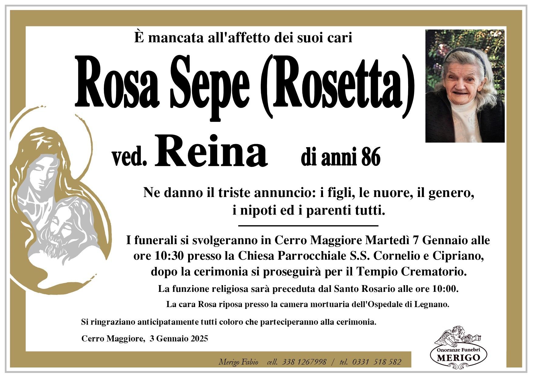 necrologio Rosa Sepe (Rosetta) ved. Reina