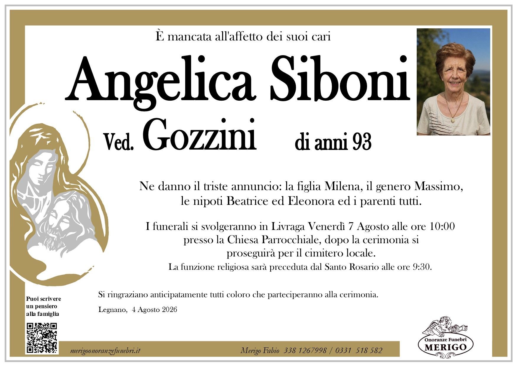 necrologio Angelica Siboni ved. Gozzini