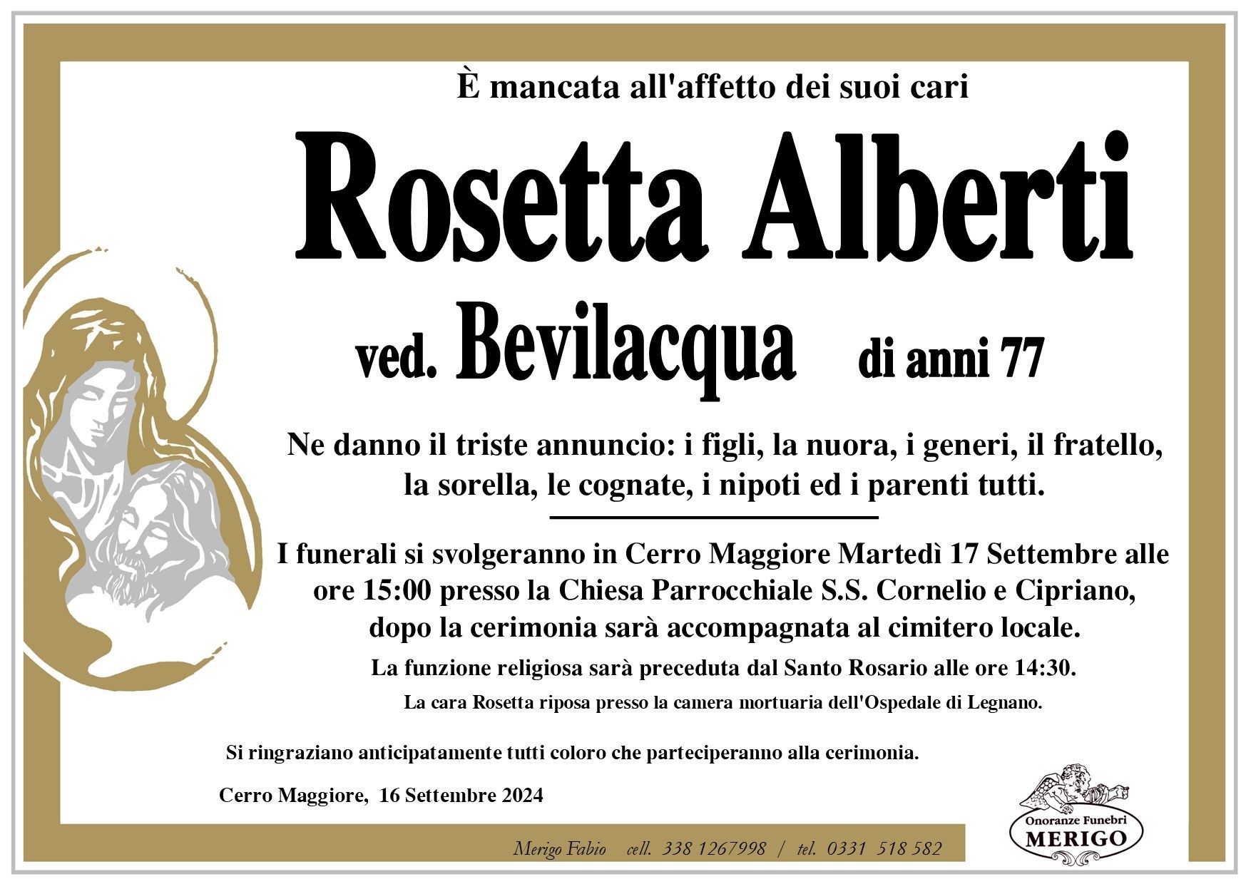 necrologio Rosetta Alberti ved. Bevilacqua