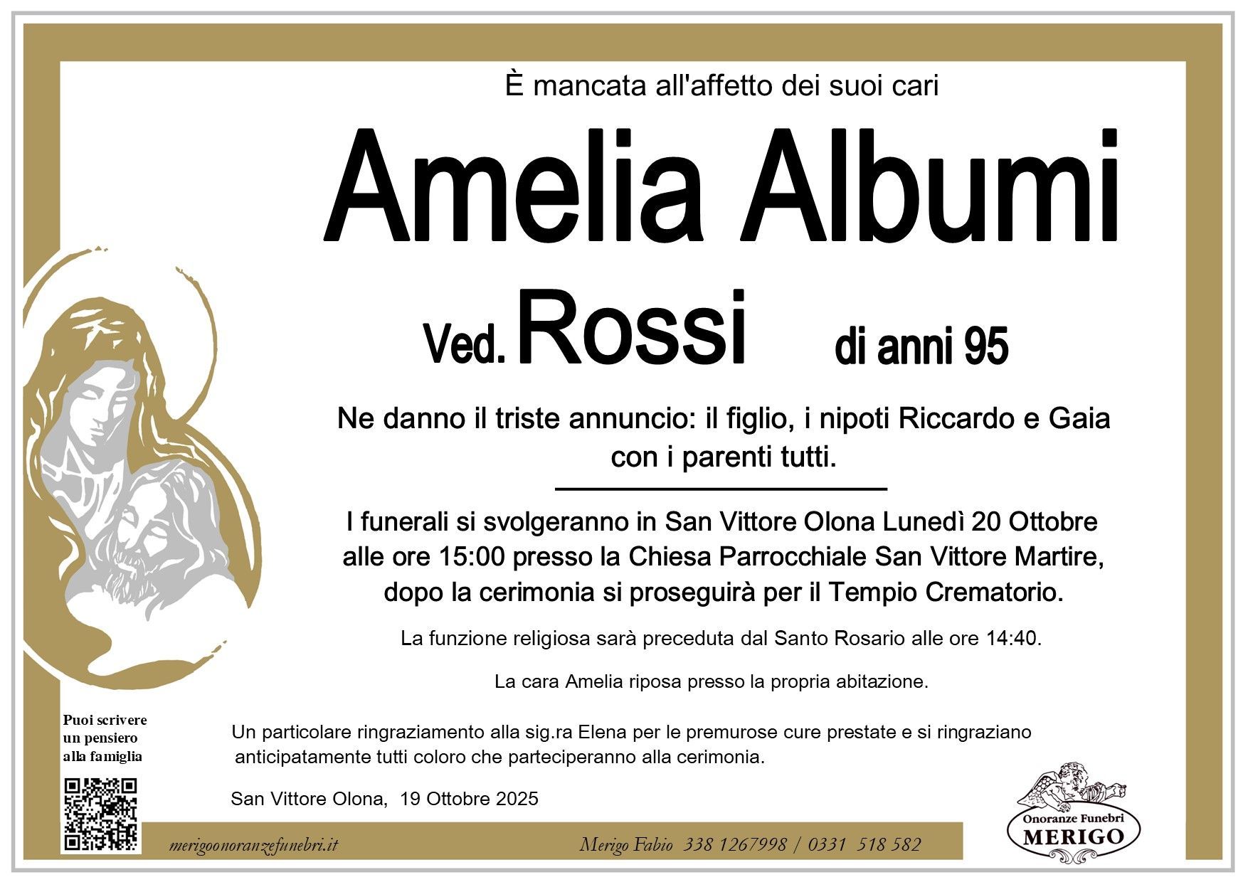 necrologio Amelia Albumi ved. Rossi