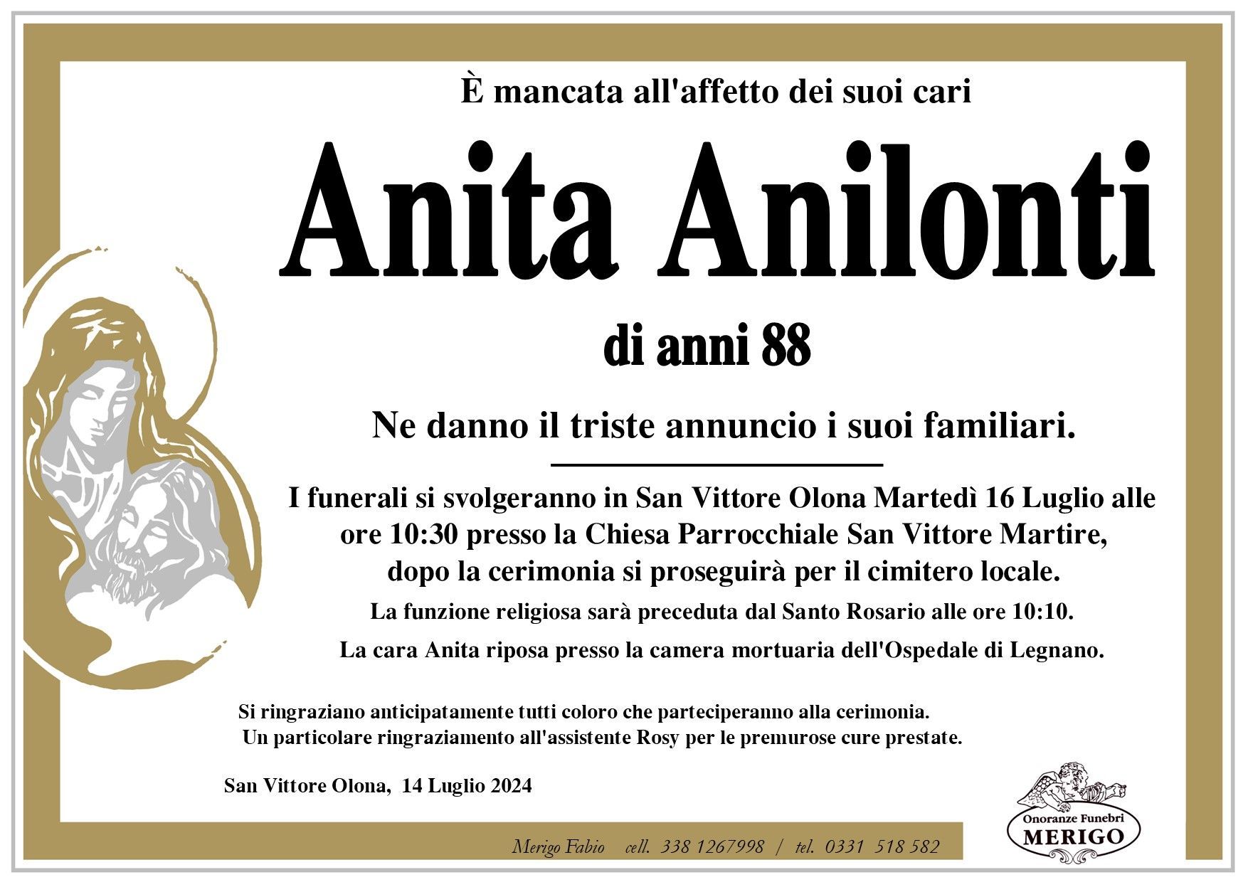 necrologio Anita Anilonti