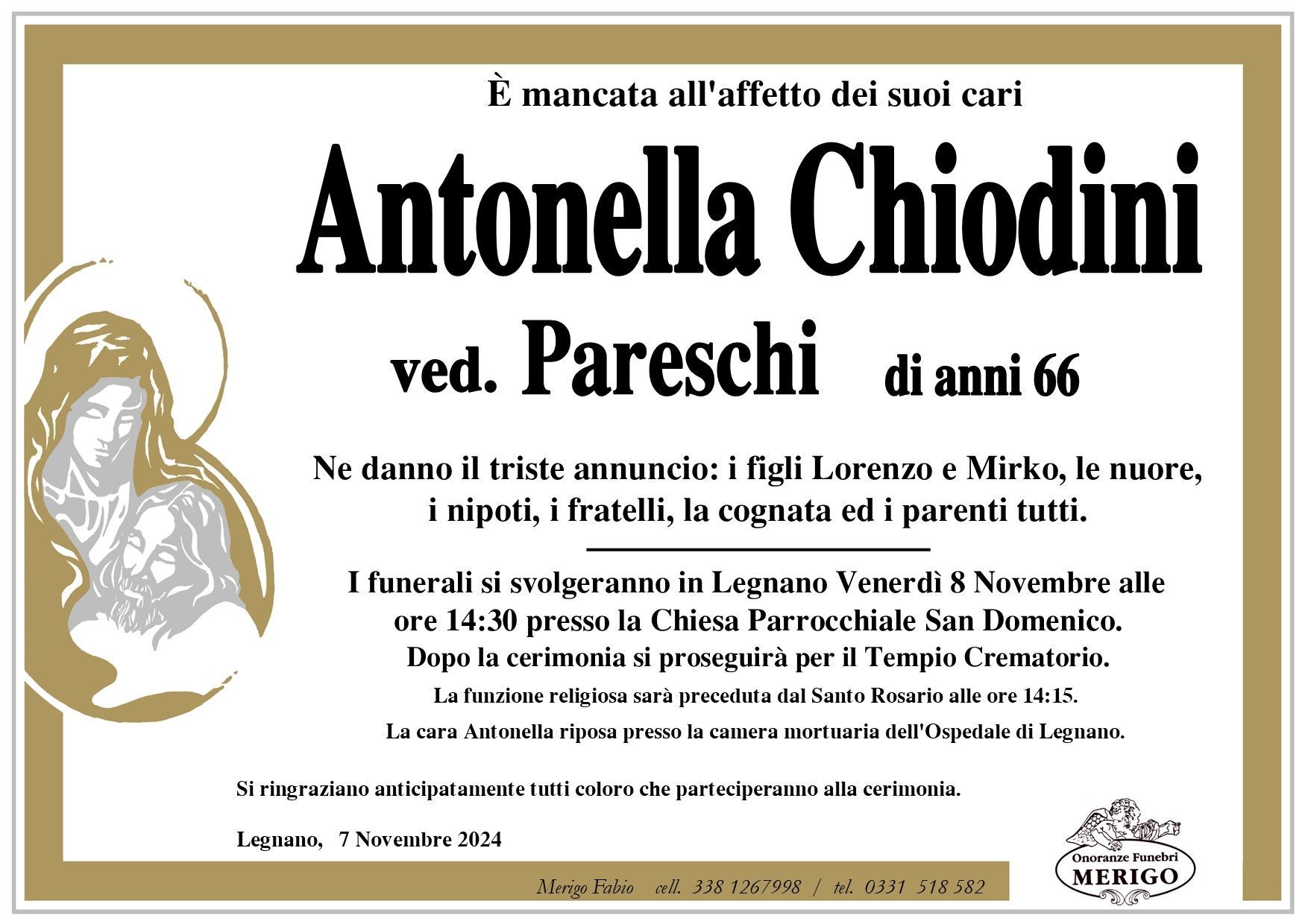 necrologio Antonella Chiodini ved. Pareschi