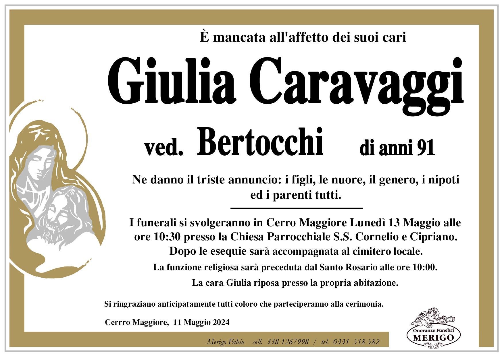 necrologio Giulia Caravaggi