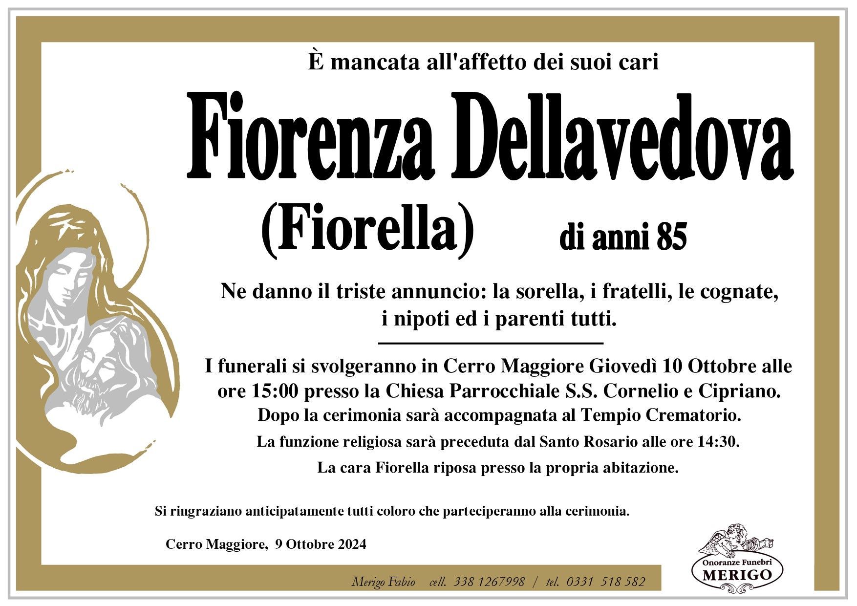 necrologio Fiorenza Dellavedova (Fiorella)