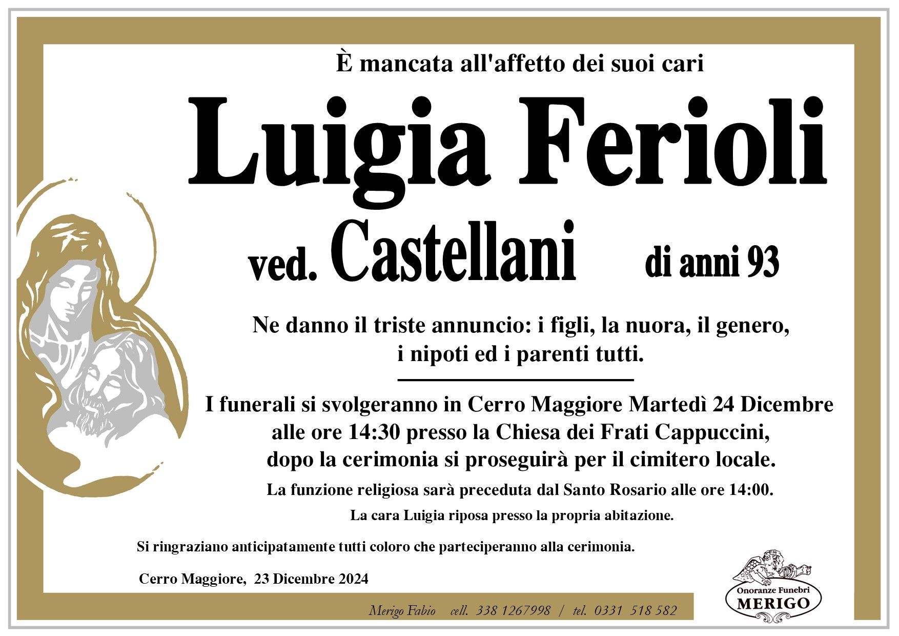 necrologio Luigia Ferioli ved. Castellani