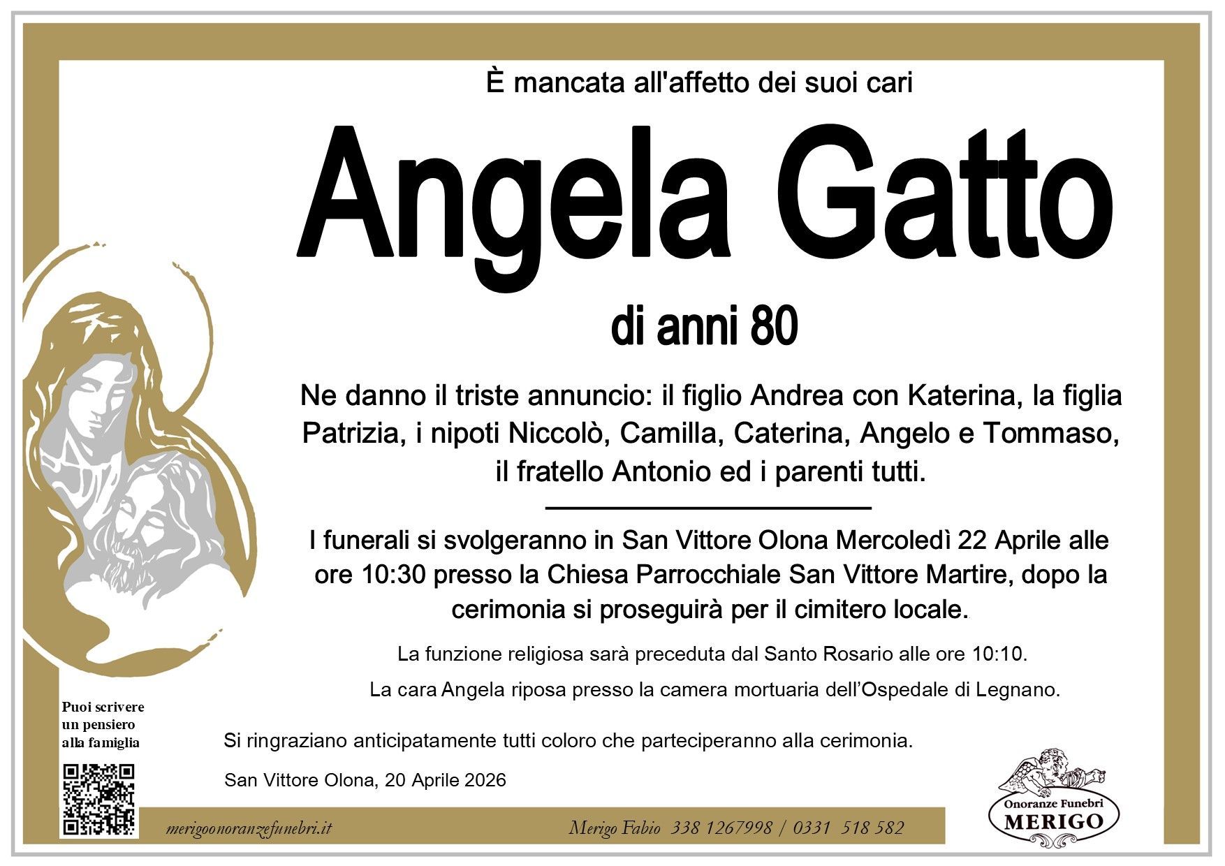 necrologio Angela Gatto