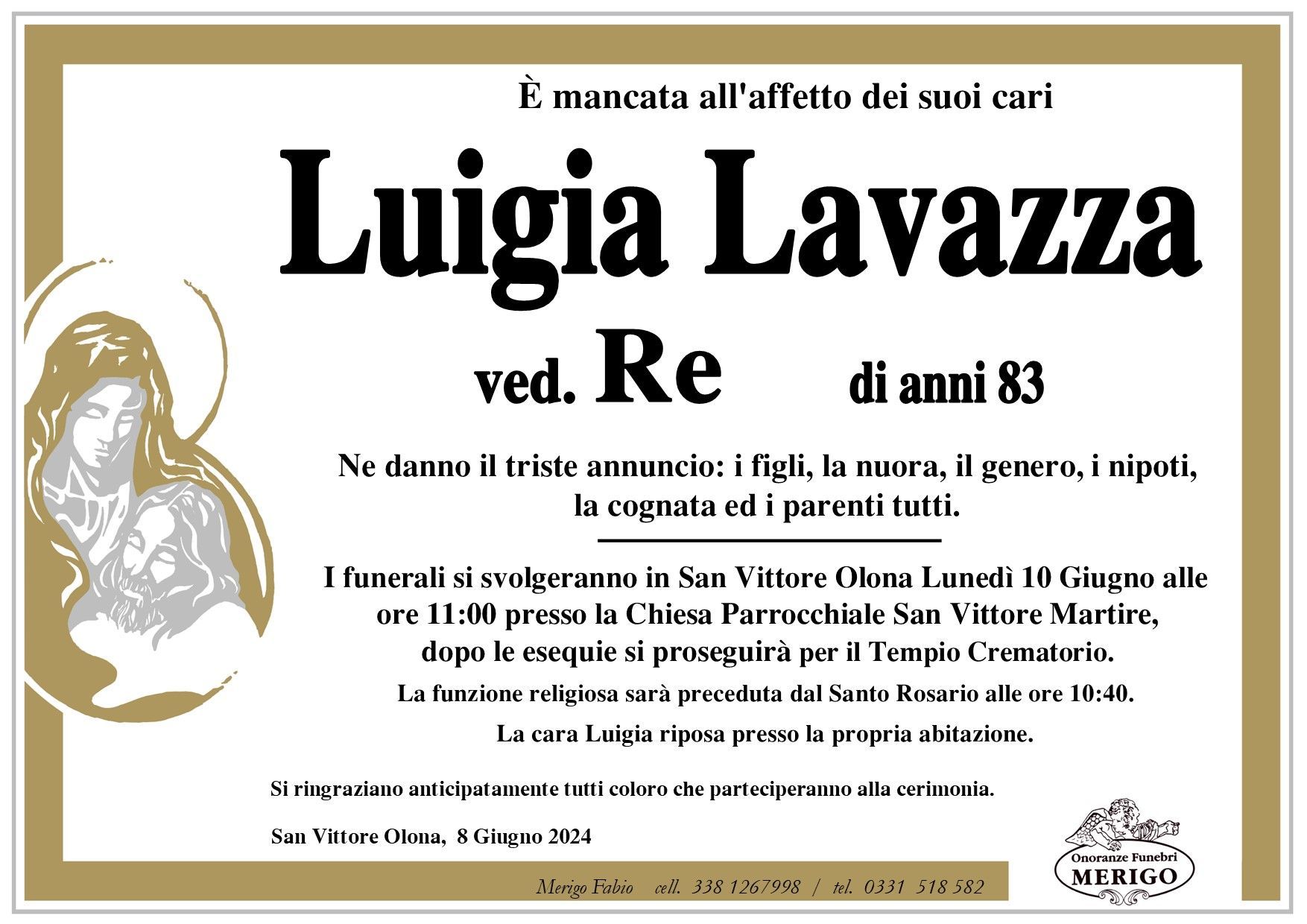 necrologio Luigia Lavazza