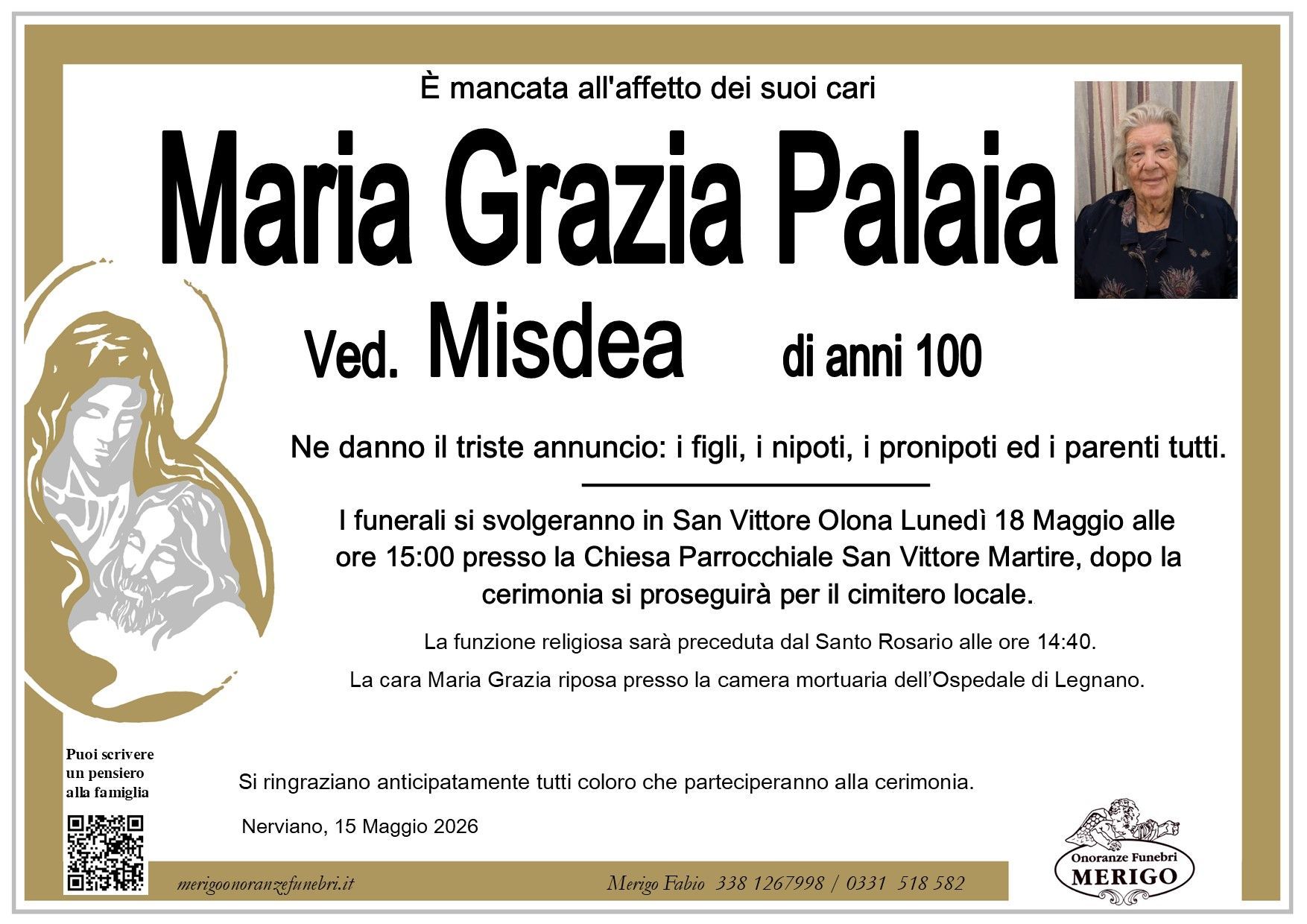 necrologio Maria Grazia Palaia ved. Misdea