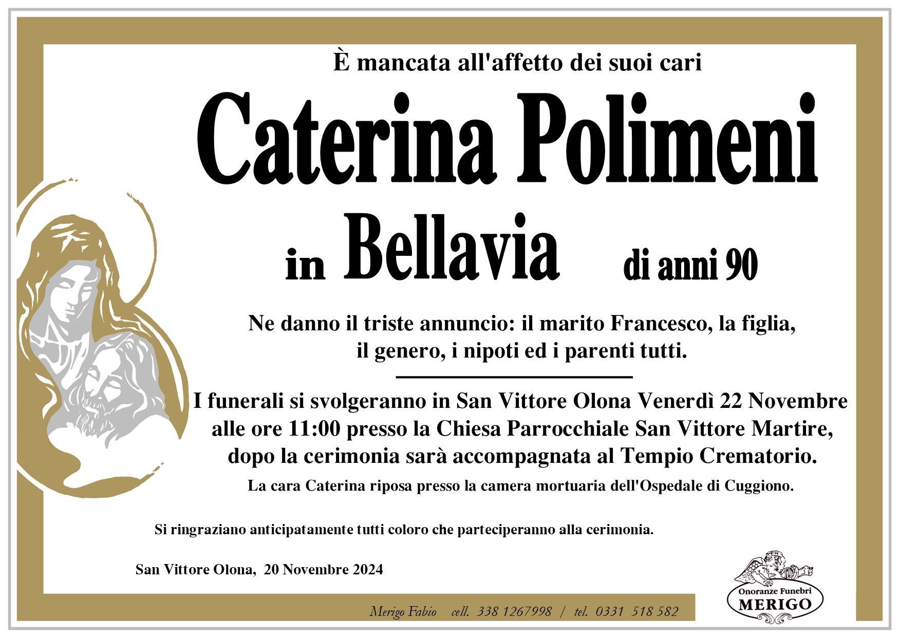 necrologio Caterina Polimeni in Bellavia