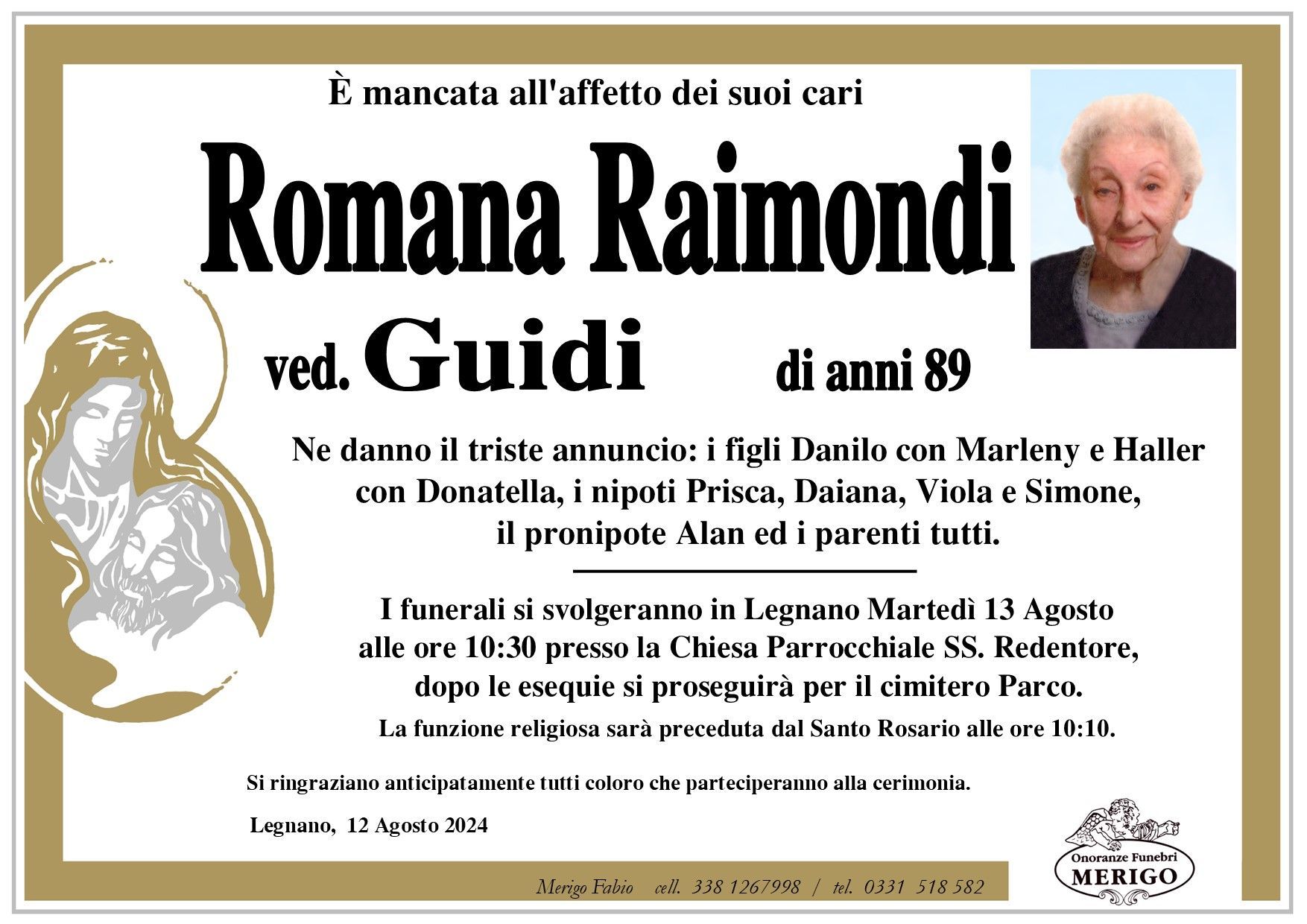 necrologio Romana Raimodni ved. Guidi