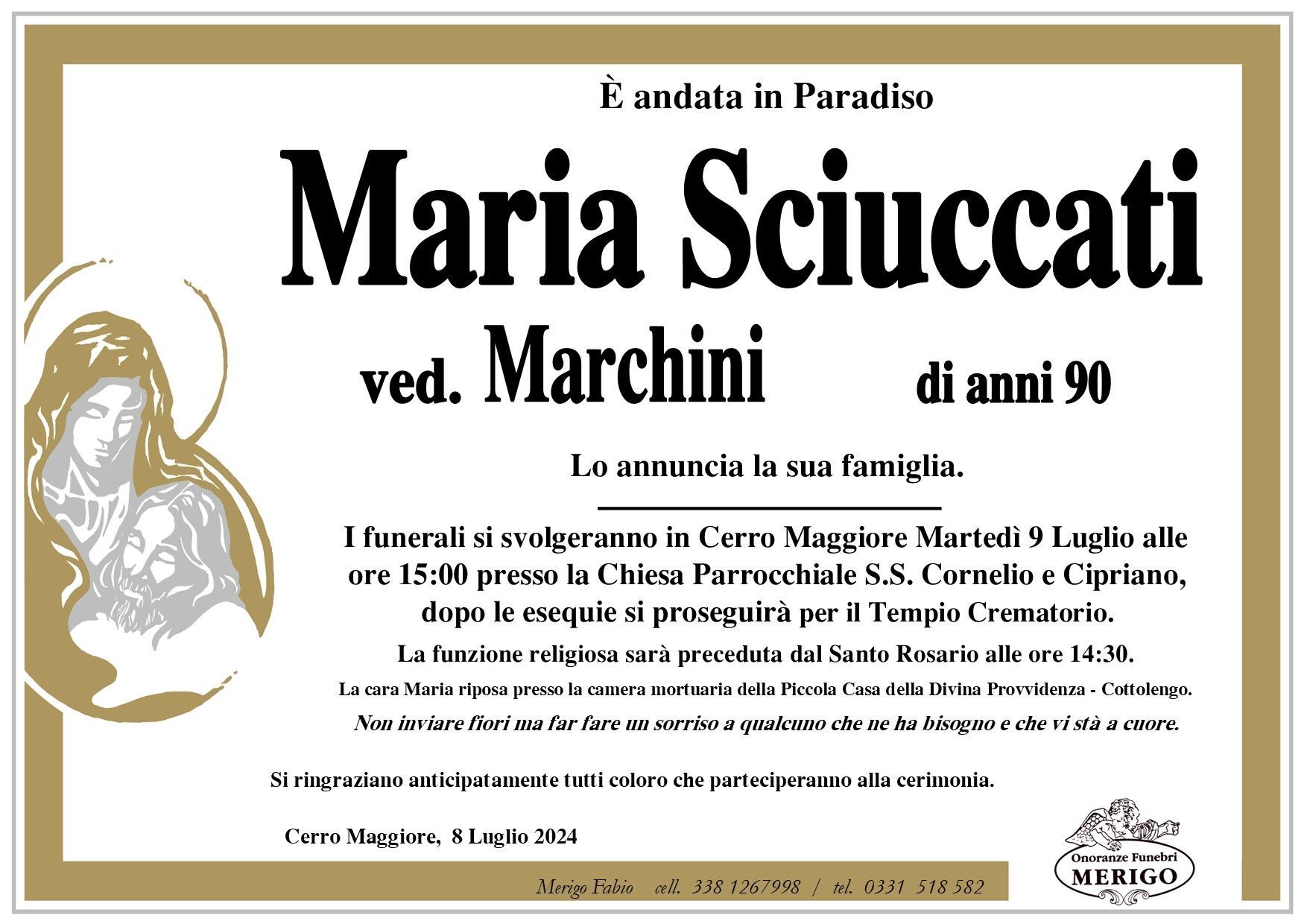necrologio Maria Sciuccati ved. Marchini