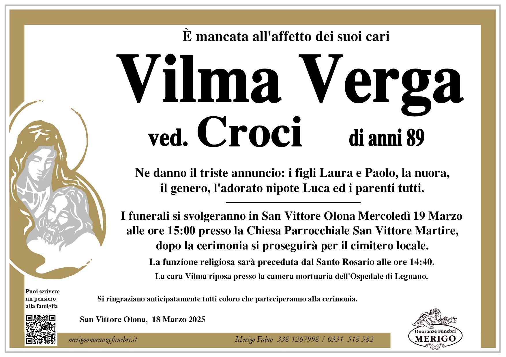 necrologio Vilma Verga ved. Croci