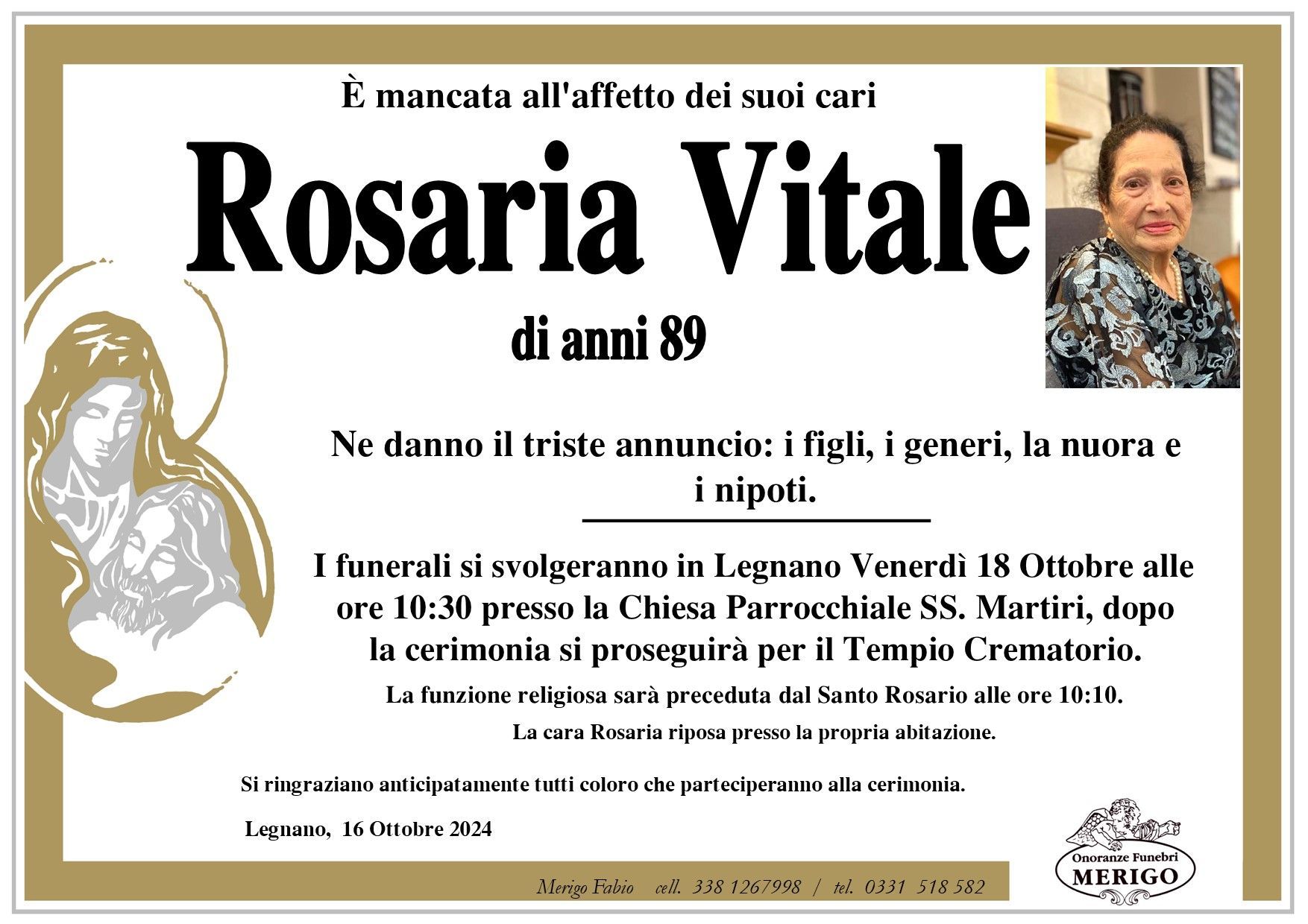 necrologio Rosaria Vitale