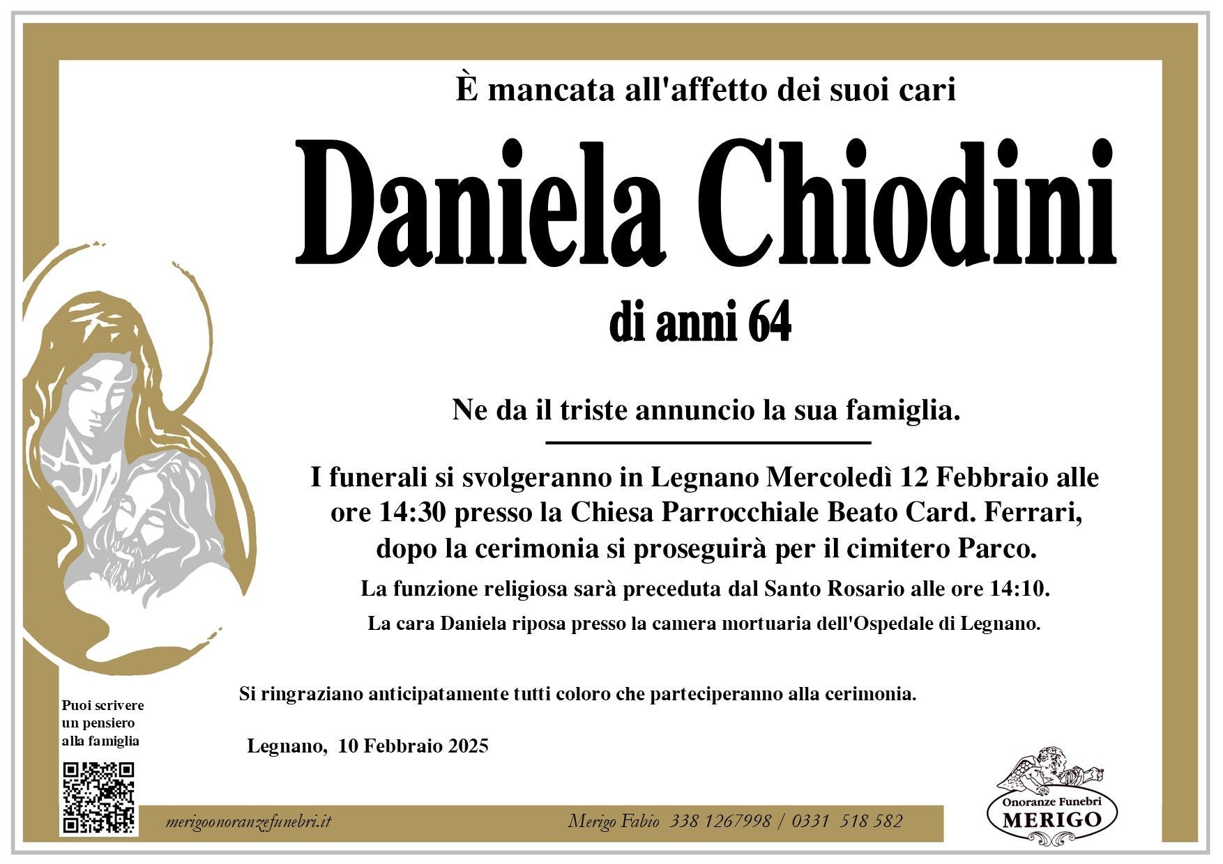 necrologio Daniela Chiodini