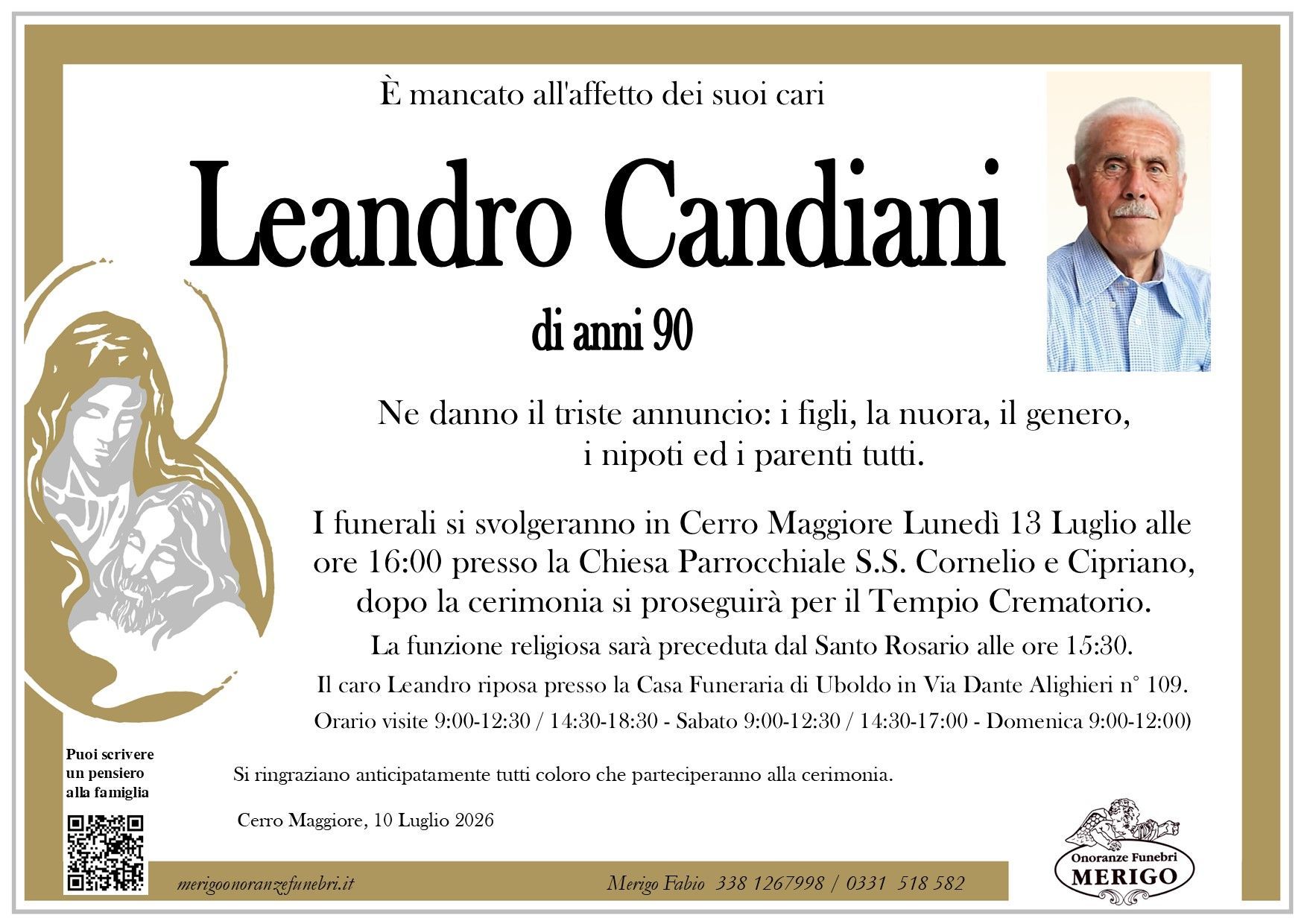 necrologio Leandro Candiani