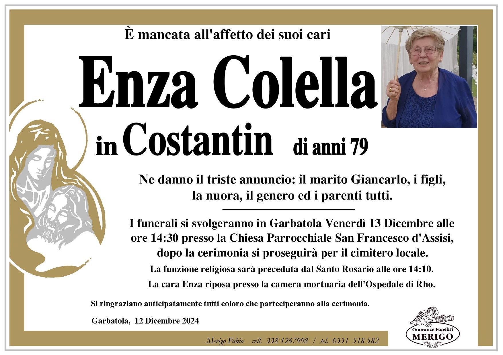 necrologio Enza Colella in Costantin