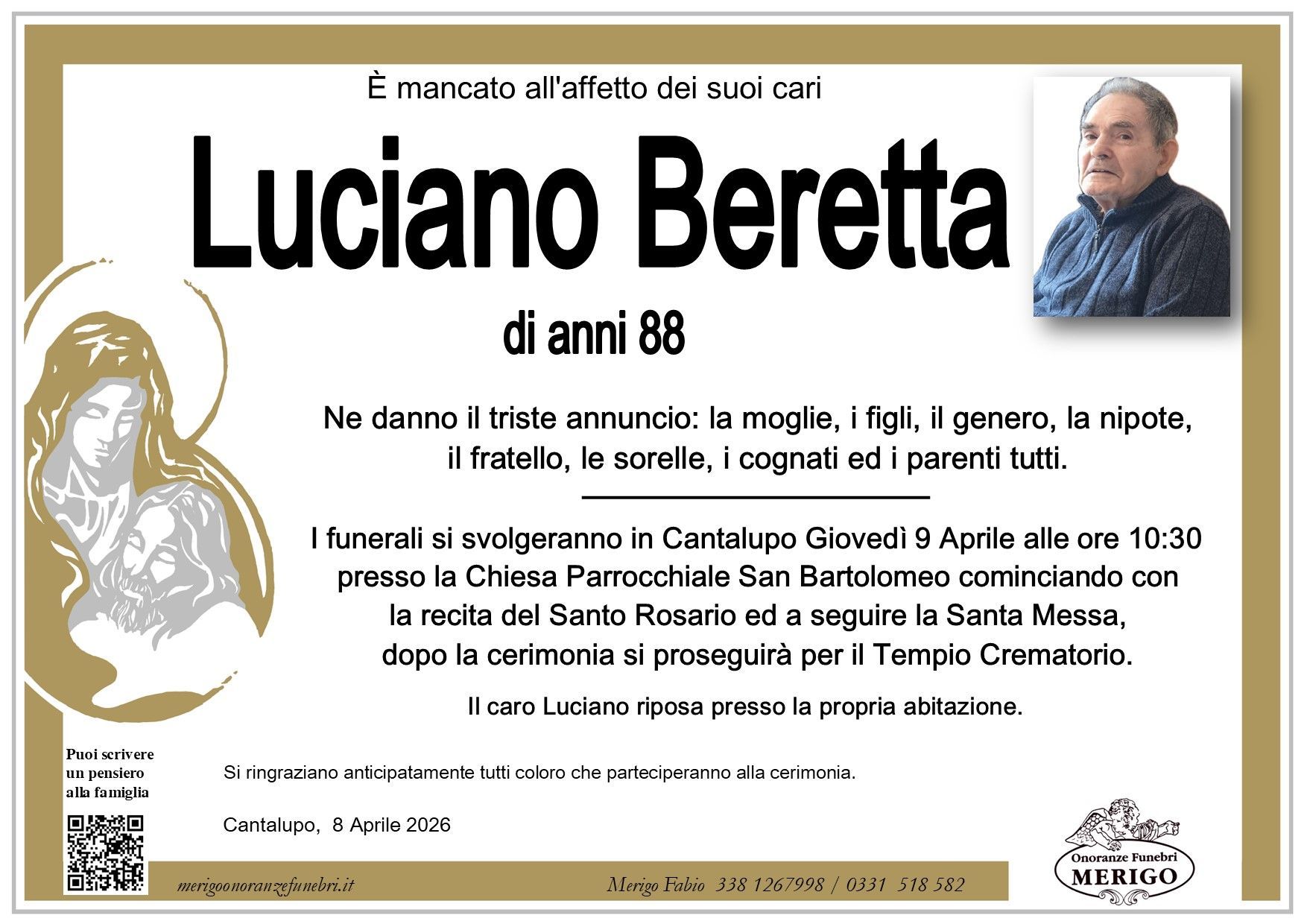 necrologio Luciano Beretta