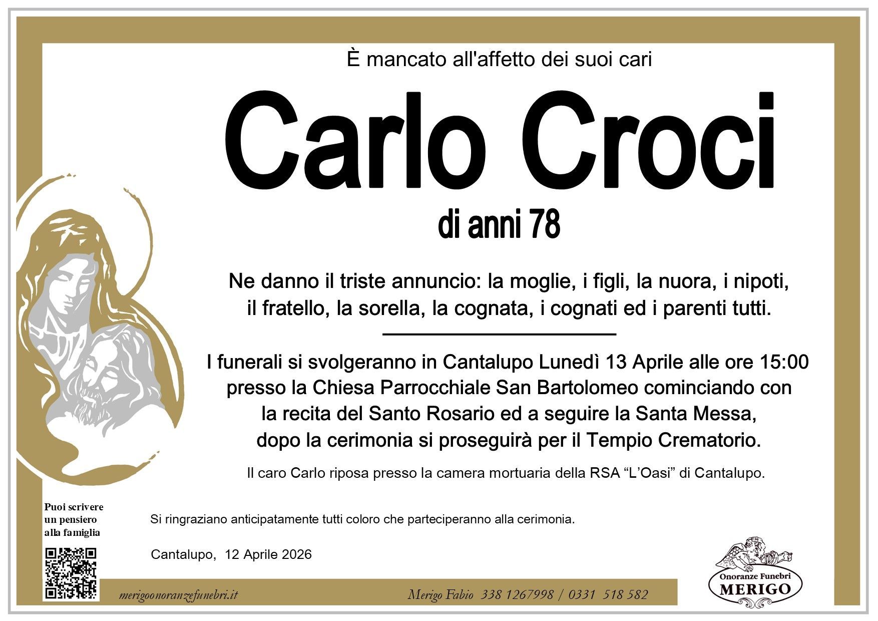 necrologio Carlo Croci