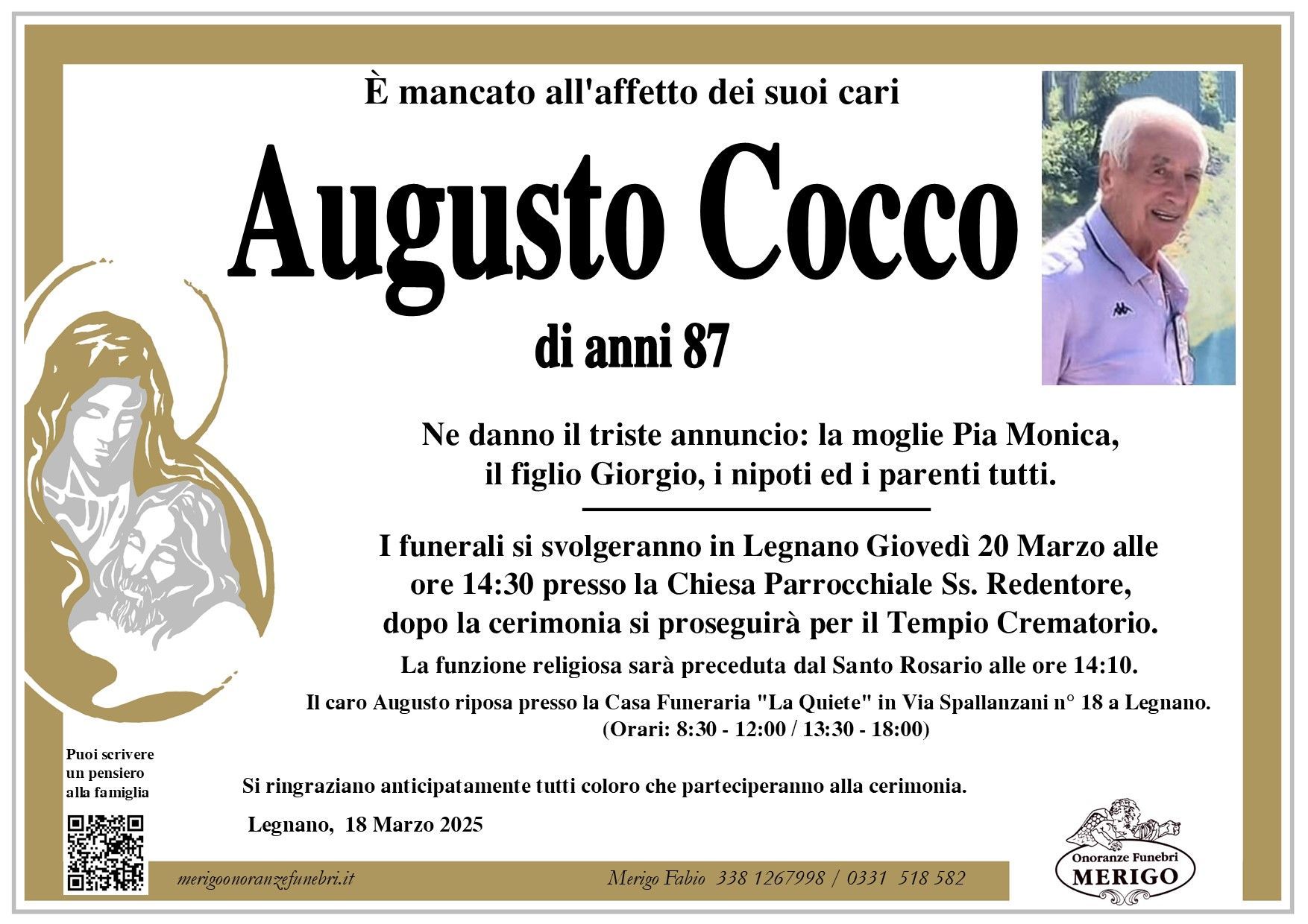 necrologio Augusto Cocco
