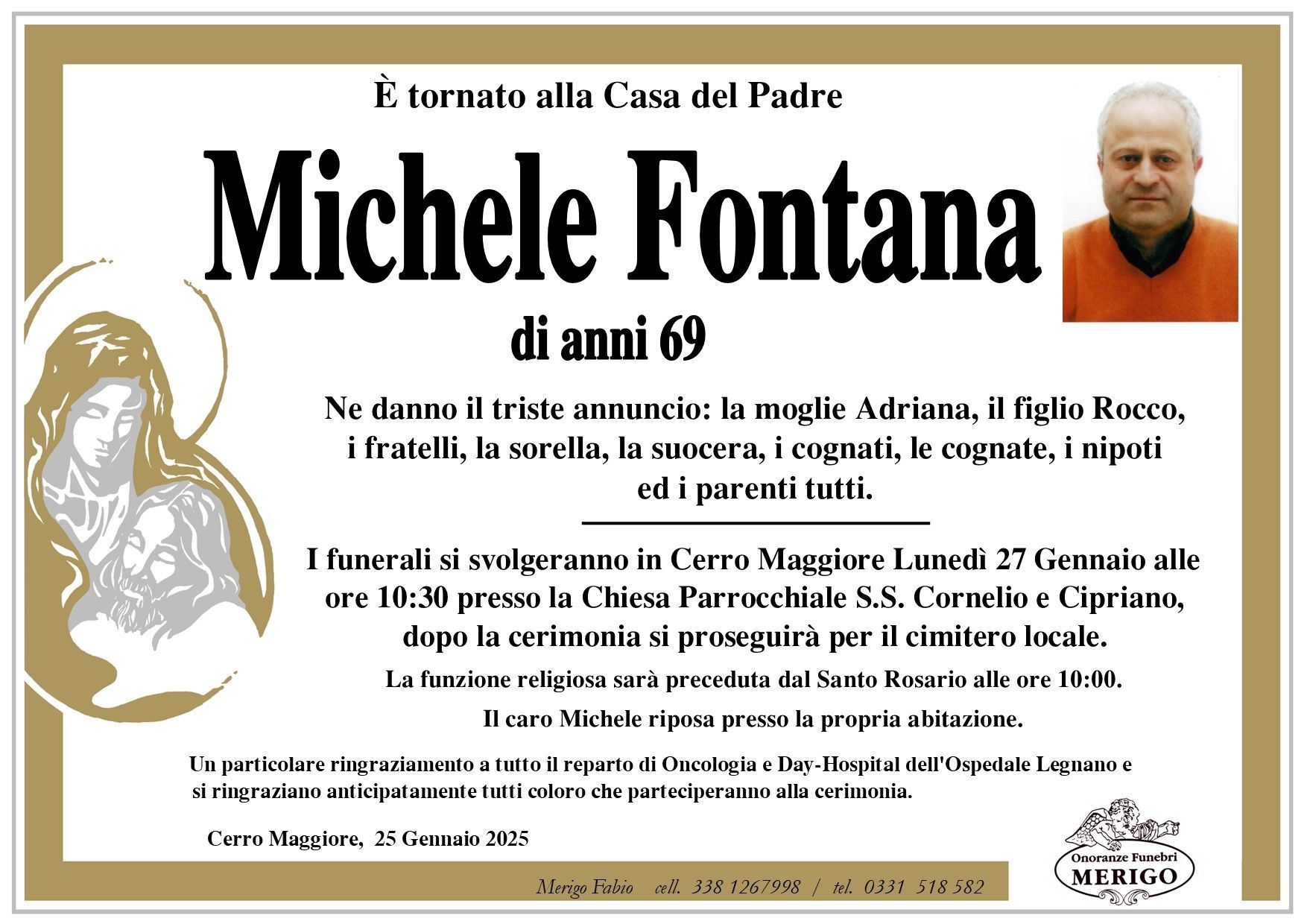 necrologio Michele Fontana