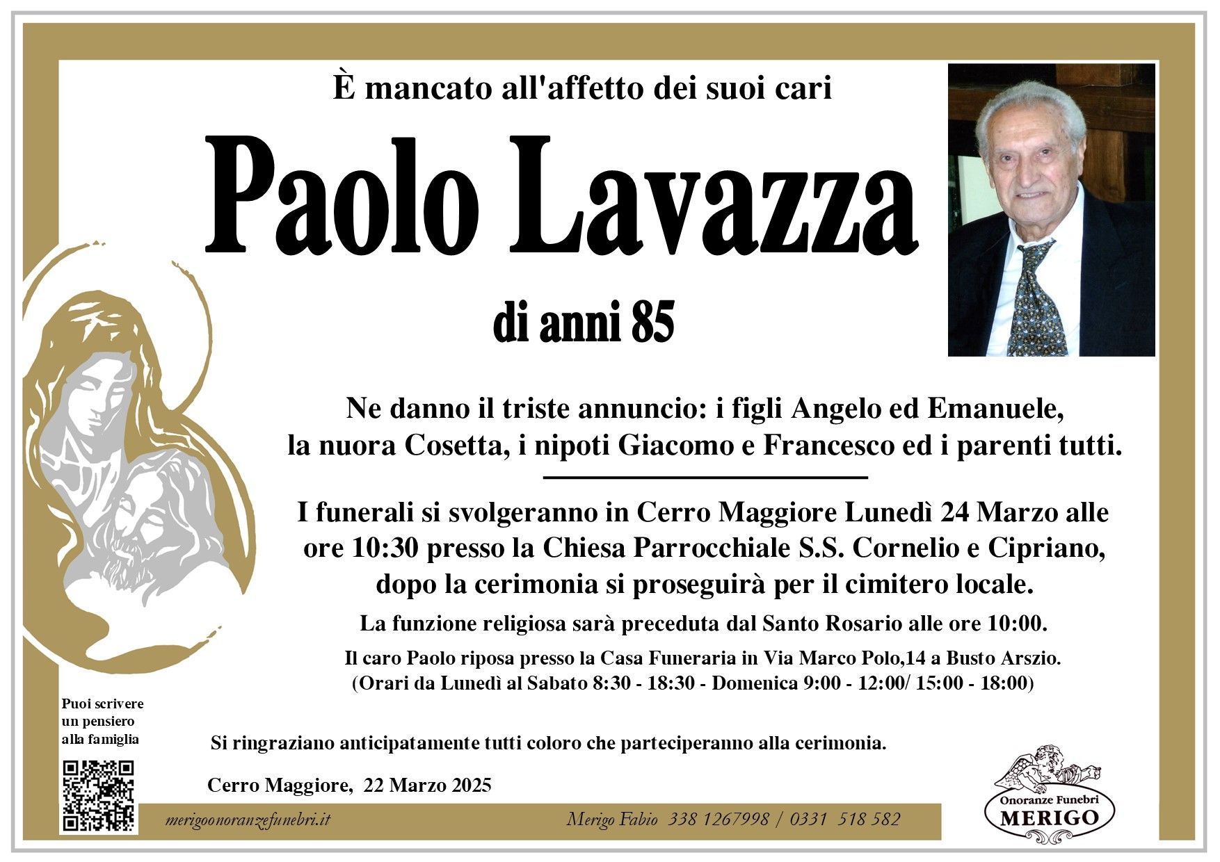 necrologio Paolo Lavazza