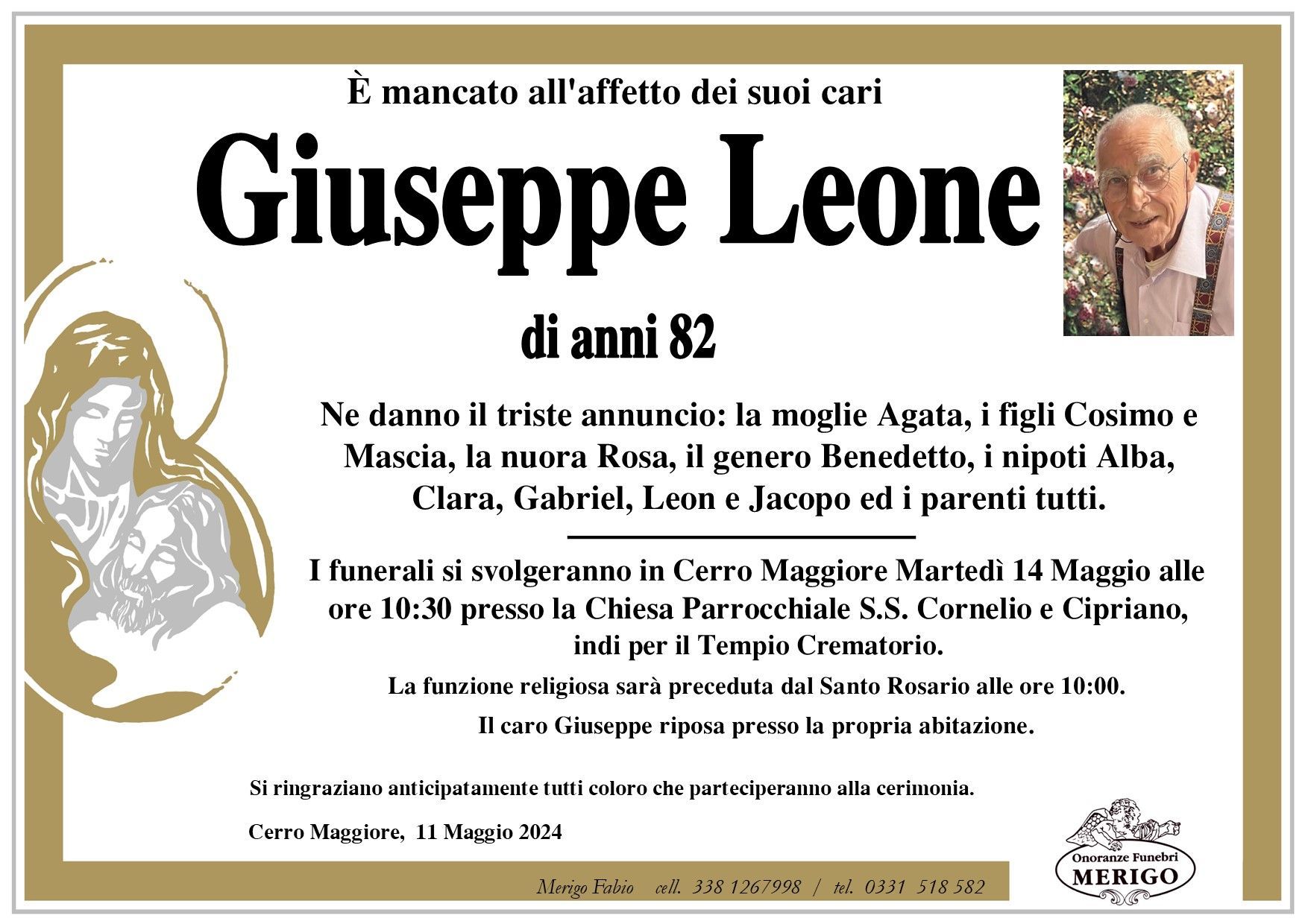 necrologio Giuseppe Leone