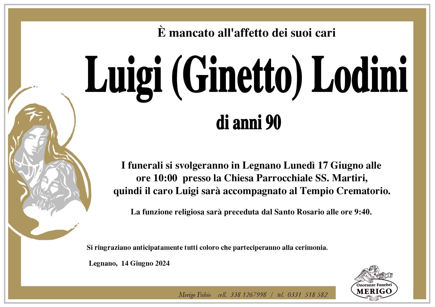 necrologio Luigi (Ginetto) Lodini