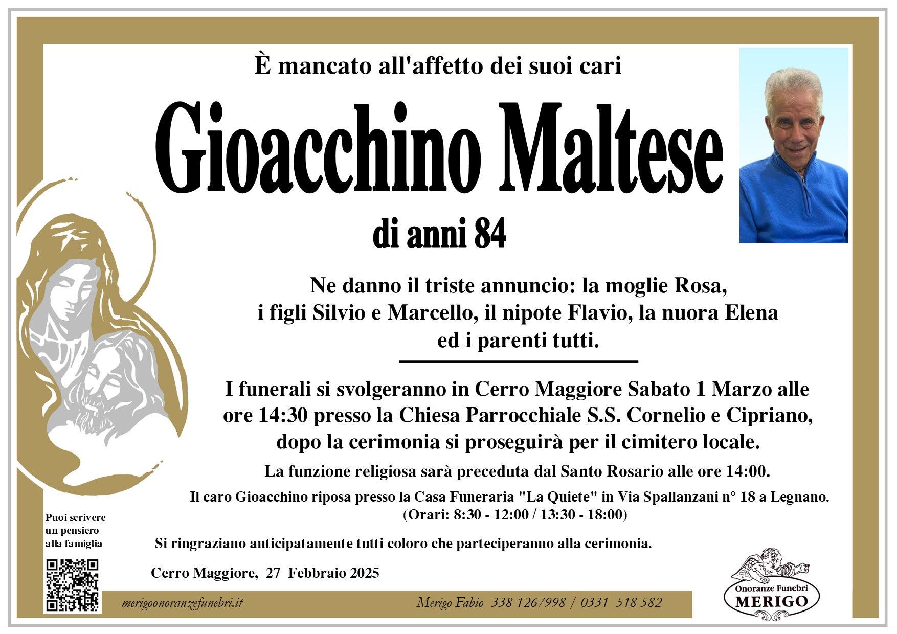 necrologio Gioacchino Maltese